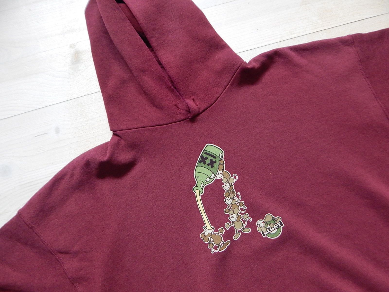 image of Made In USA x Vintage Blunt Skateboards Hoodie in Burgundy, Men's (Size XL)