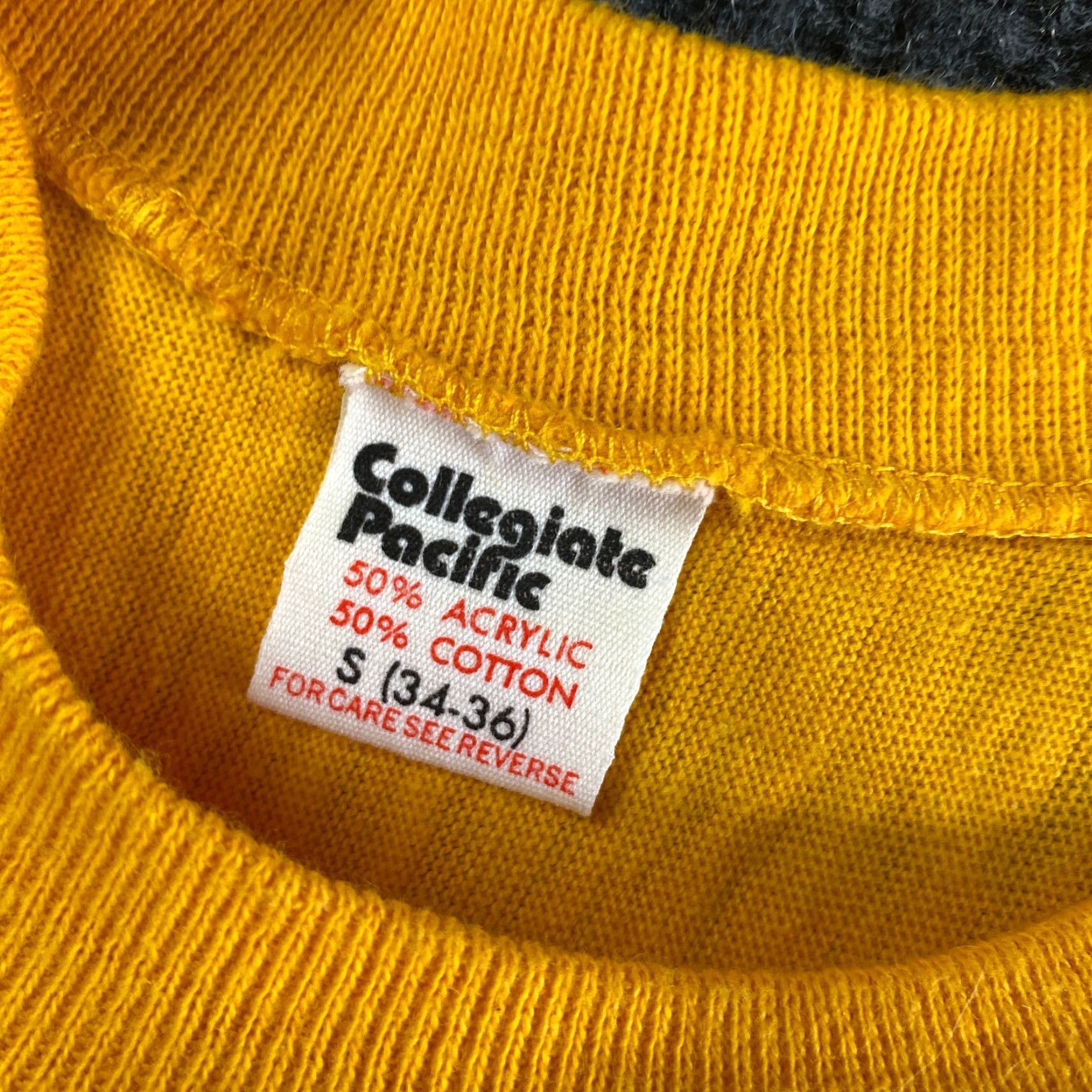 Delta VINTAGE Collegiate Pacific Shirt Men S Yellow 3/4 Sleeve USA 60s 70s 80s College Stockton San Joaquin Delta College Shirt S Single Stitch Made USA Size US S / EU 44-46 / 1 - 6 Thumbnail