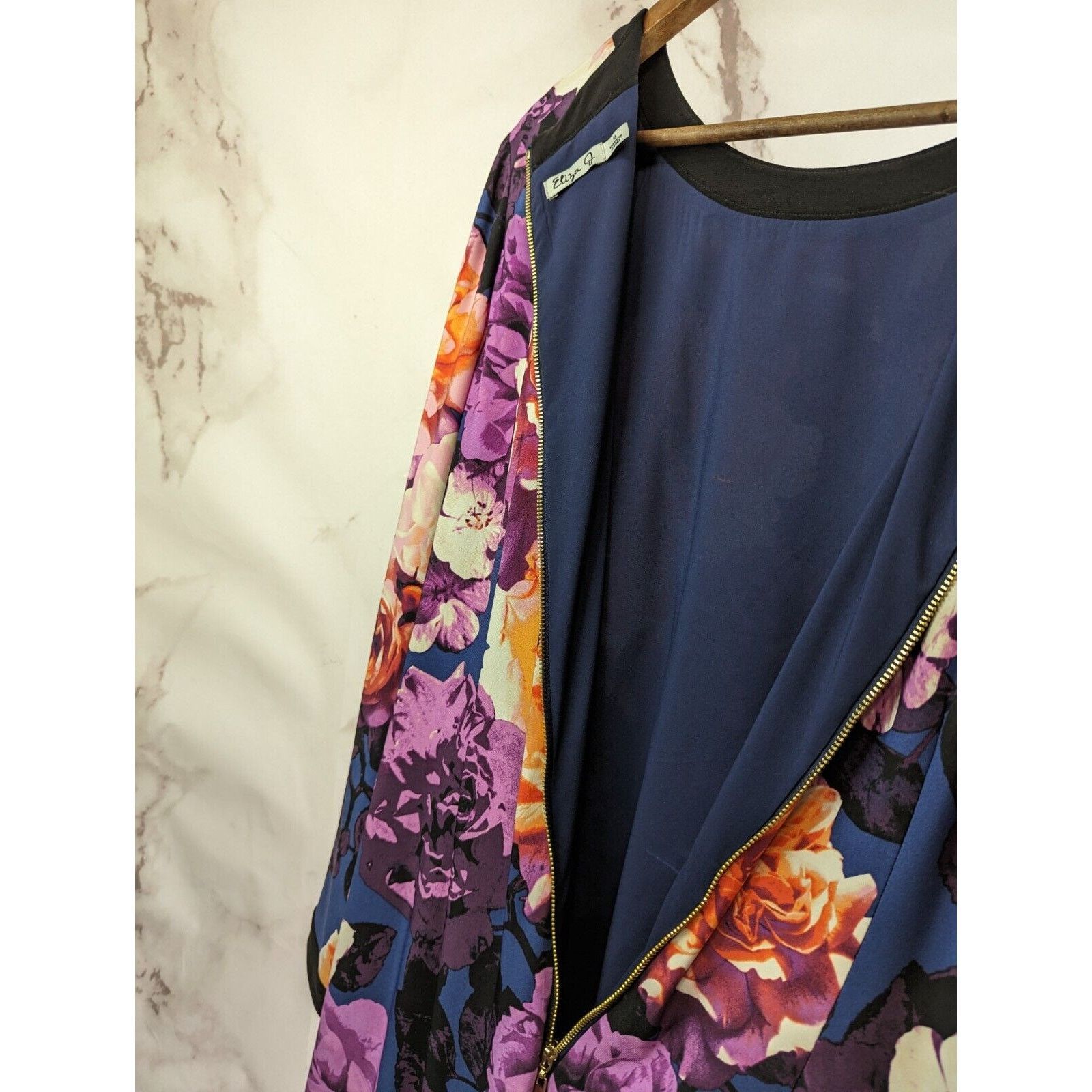 Nordstrom Eliza J Dress Women 14 Large Purple Floral Shift Size XL / US 12-14 / IT 48-50 - 6 Thumbnail