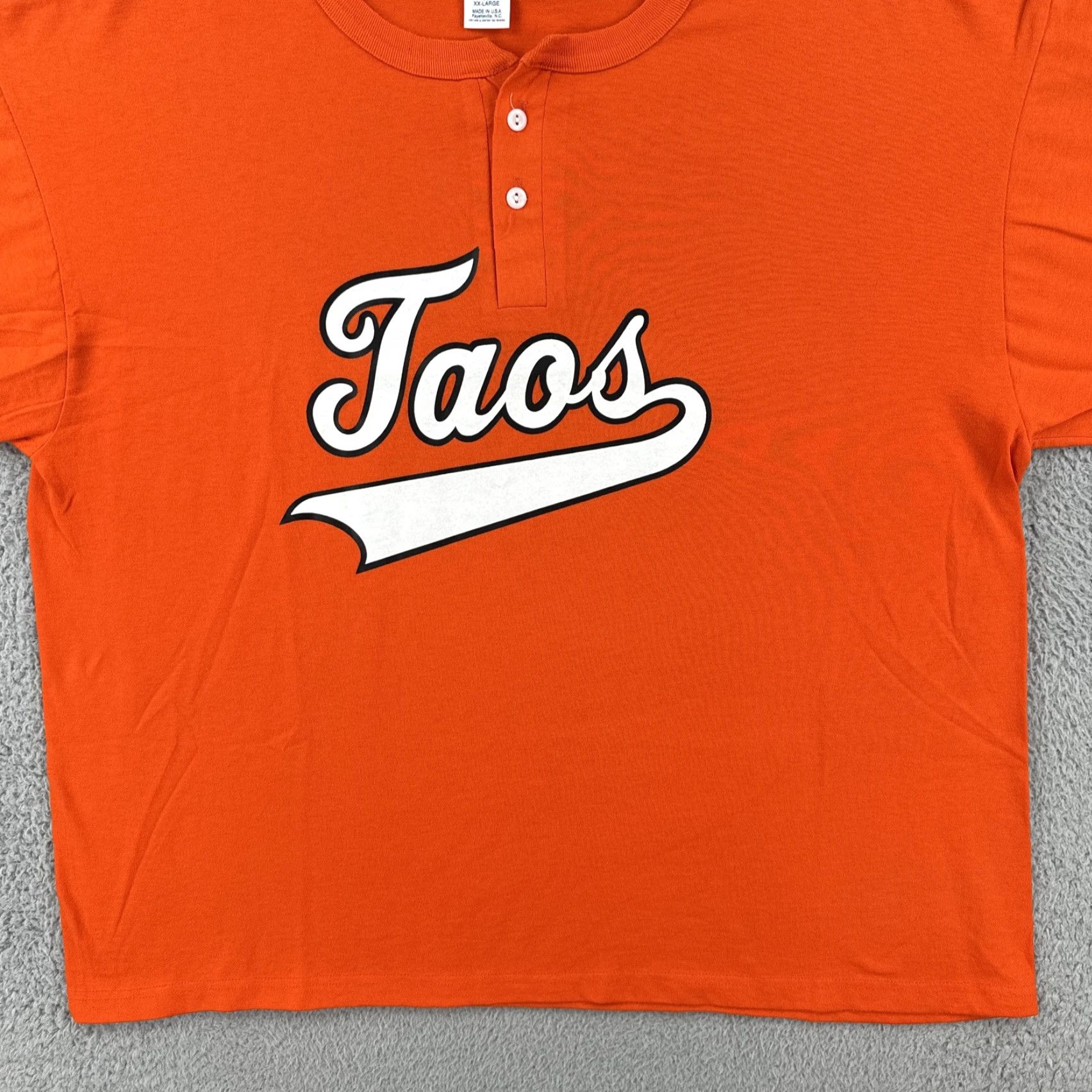 Soffe VINTAGE Soffe Shirts 2XL Orange Henley Short Sleeve USA 90s Sports Shirt Mens Size US XXL / EU 58 / 5 - 4 Thumbnail
