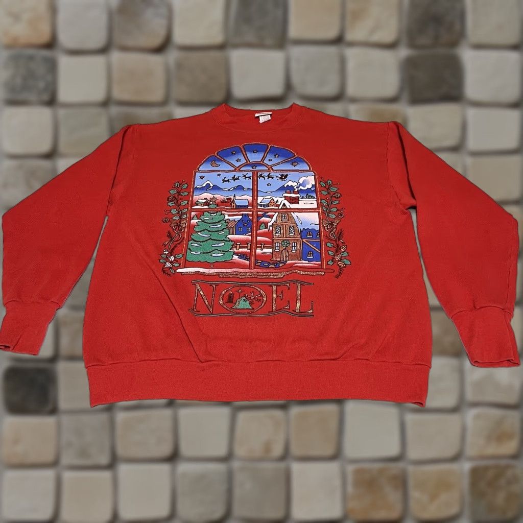 Vintage VINTAGE Holiday Time Sweatshirt Womens L Red Christmas Santa Scene 1990s Noel Graphic Xmas Womens Size L / US 10 / IT 46 - 1 Thumbnail