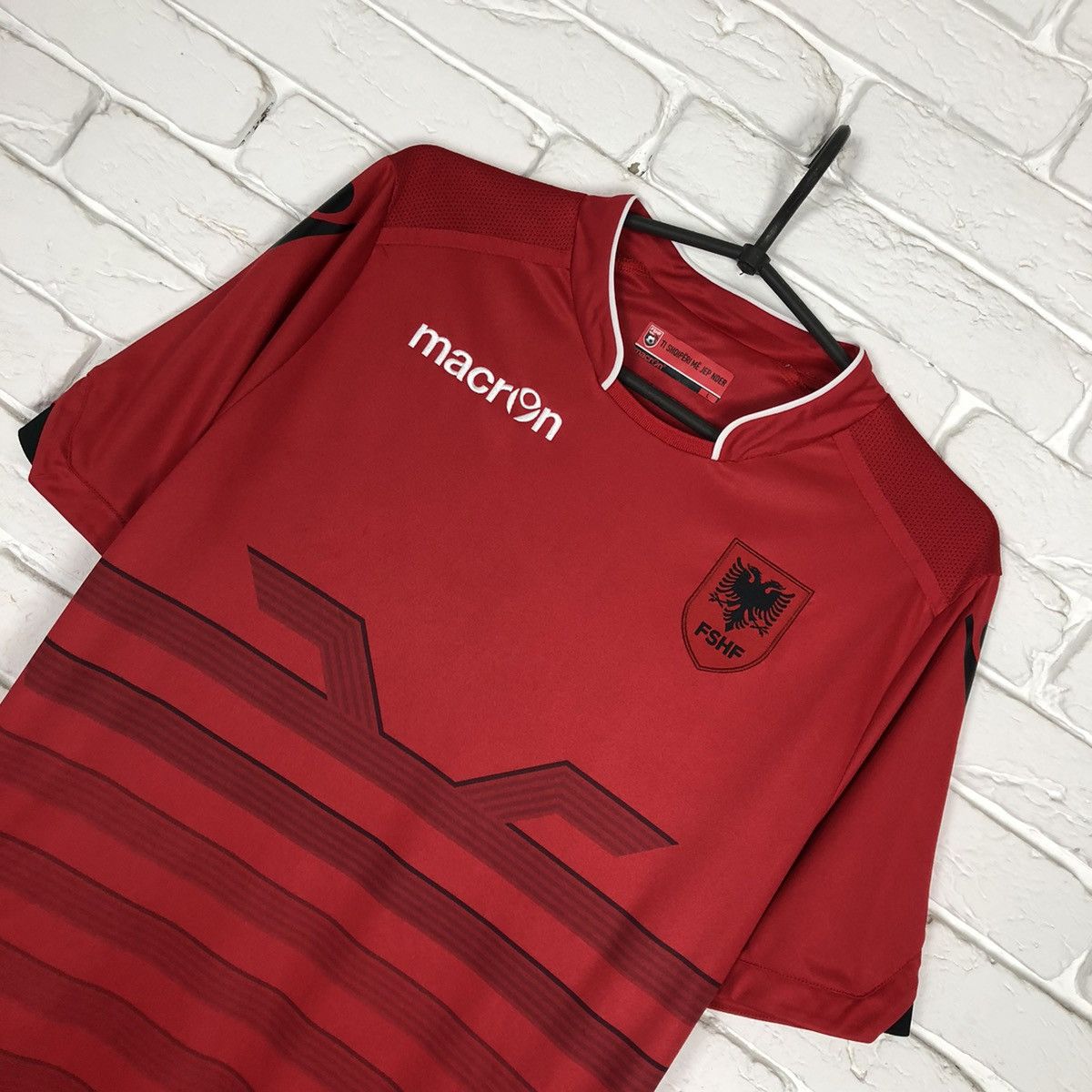 Macron × Vintage Albania national team 2016 2017 home soccer jersey Size US L / EU 52-54 / 3 - 2 Thumbnail