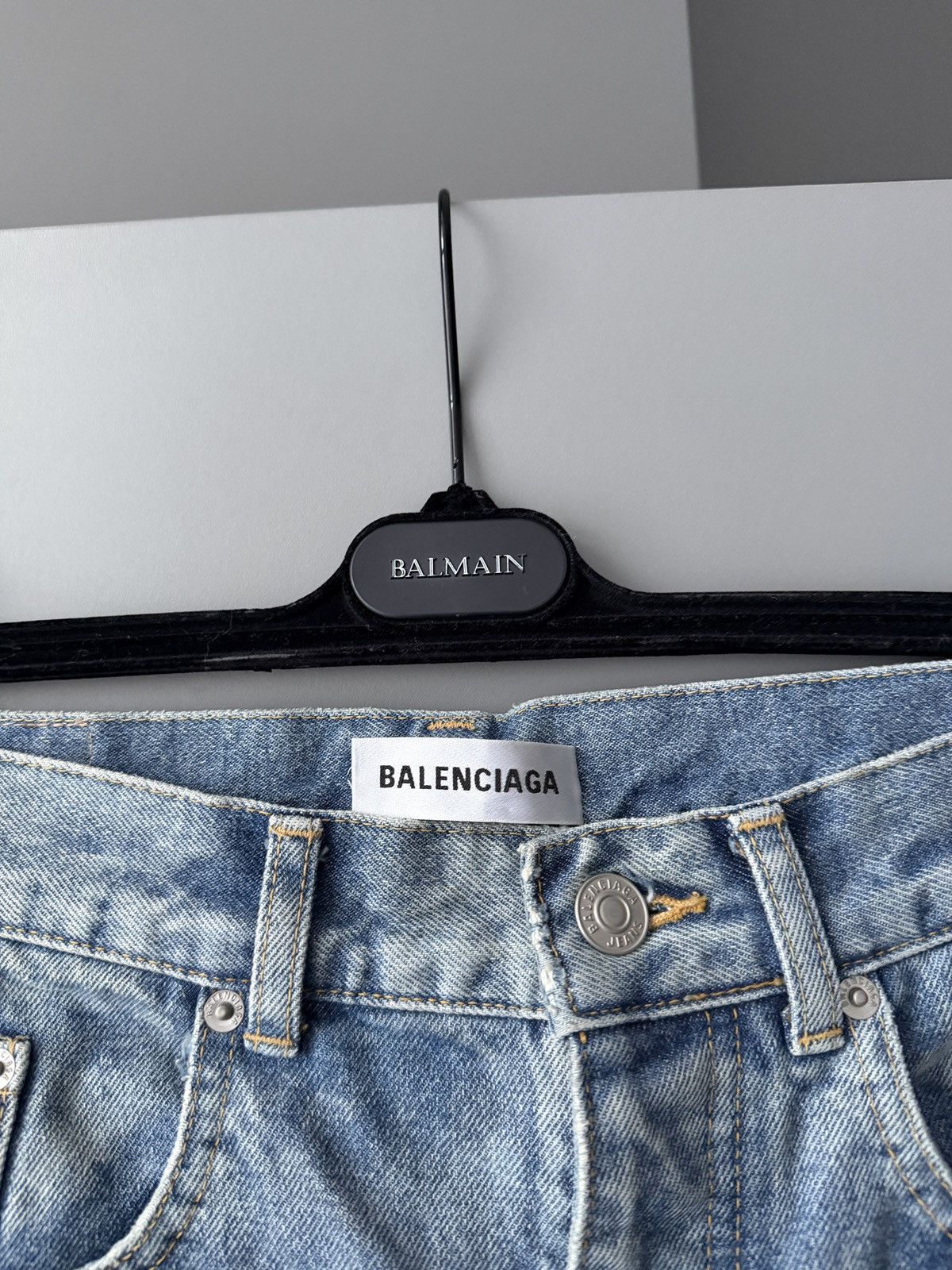 Balenciaga Belenciaga High-Rise Straight Blue Denim Pants Size US 27 - 3 Thumbnail