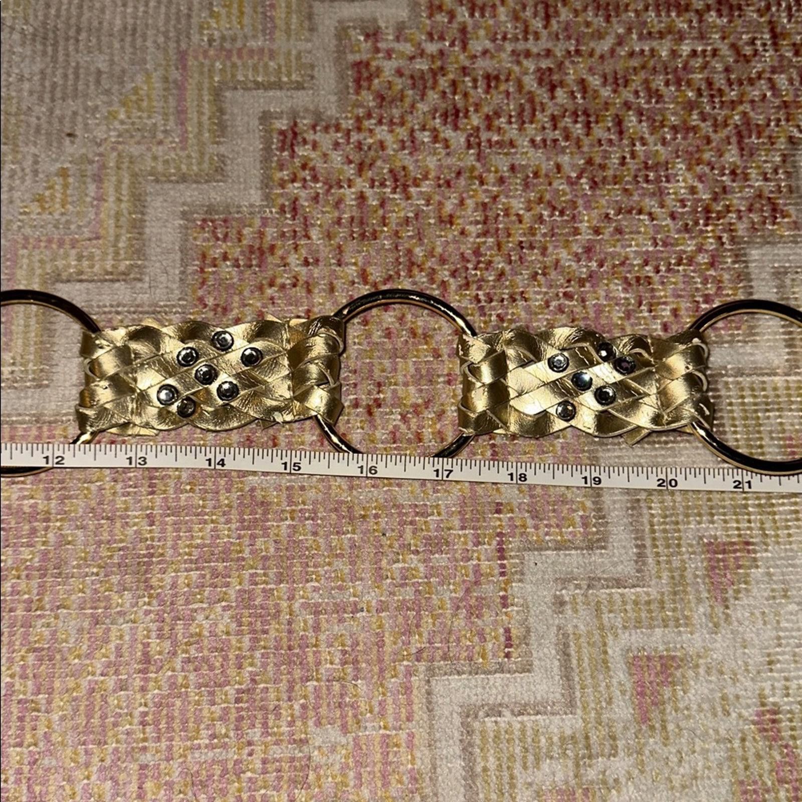 Vintage Vintage Rhinestones Gold Woven Circle Link Belt Y2K 90’s Size ONE SIZE - 5 Thumbnail