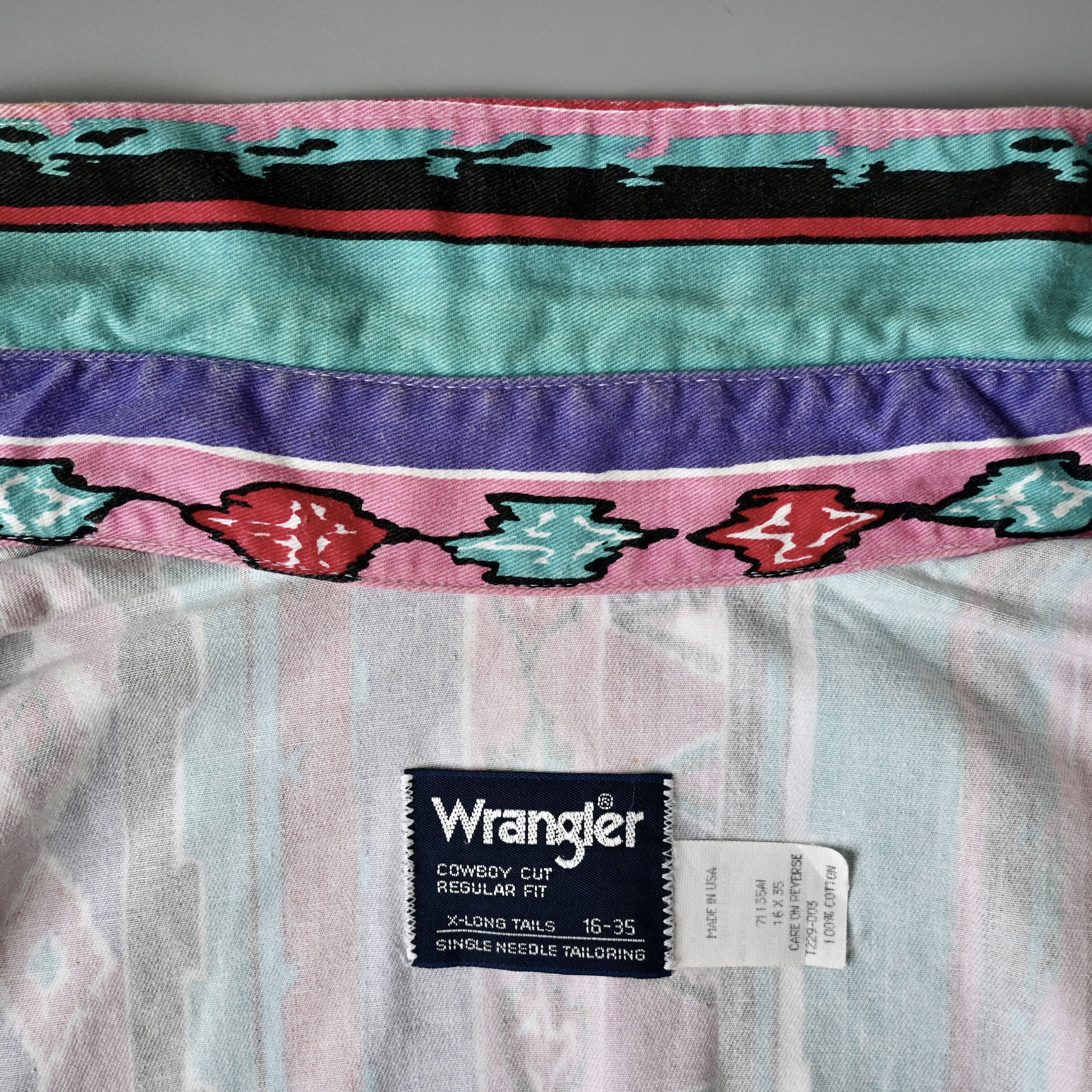 Vintage VTG Wrangler Aztec Navajo multi striped cotton western shirt Size US L / EU 52-54 / 3 - 10 Thumbnail