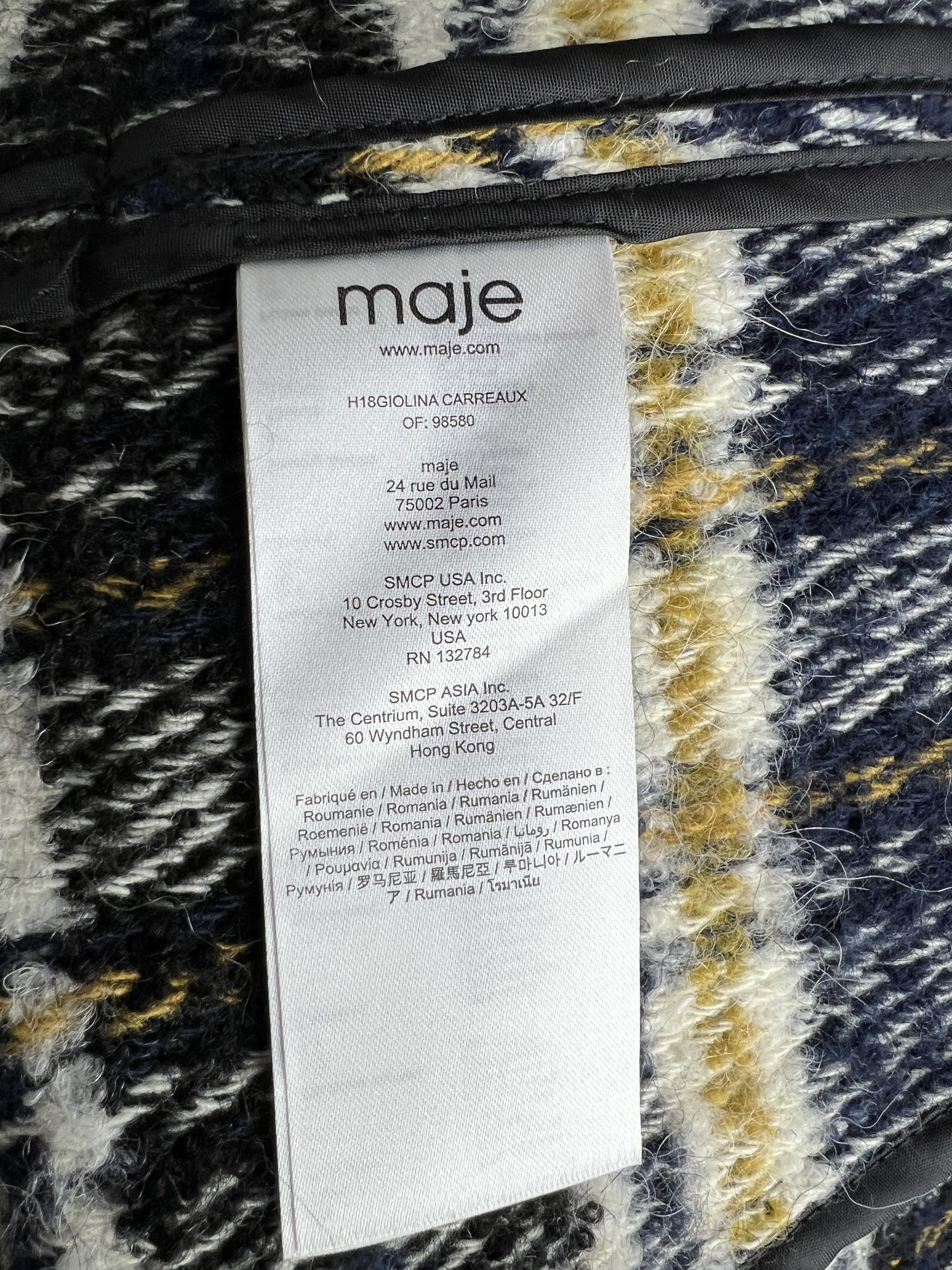 Maje Maje Wool Alpaca Checked Coat Size 0 Oversized Size XS / US 0-2 / IT 36-38 - 8 Thumbnail