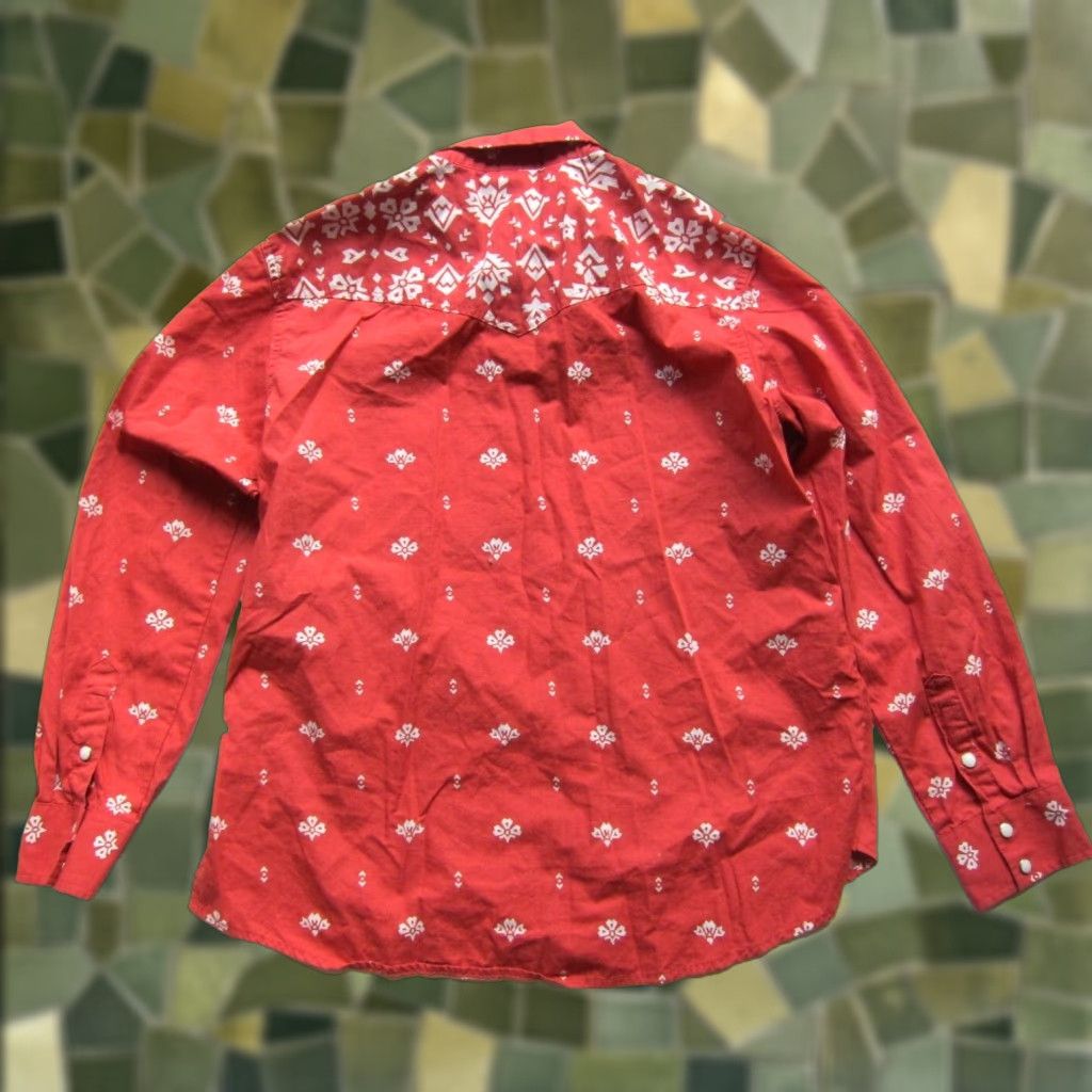 Wrangler Wrangler Shirt Western Floral Coral Red White Snap Button Long Sleeve S Womens Regular 100% Cotton Size S / US 4 / IT 40 - 1 Thumbnail