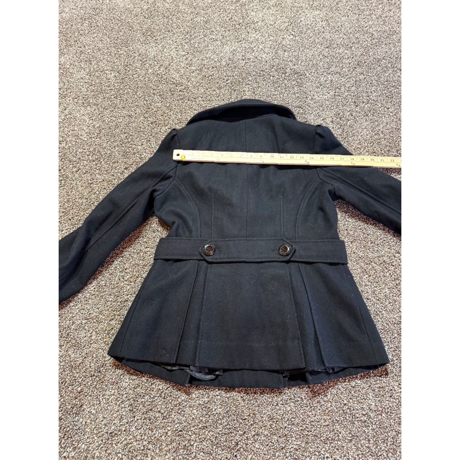 Guess Guess Womens Jacket Black Pea Coat Wool Blend Button Front Medium Size M / US 6-8 / IT 42-44 - 3 Thumbnail
