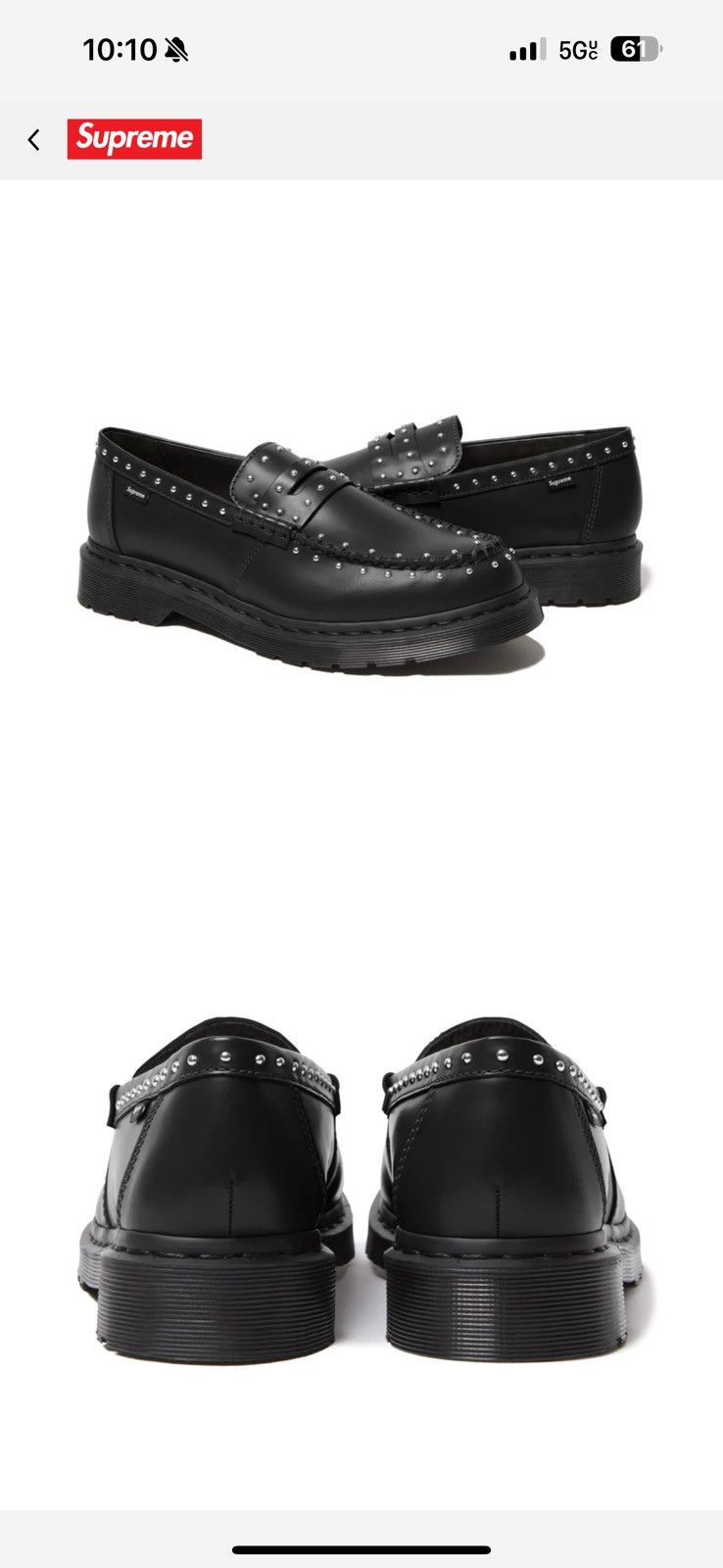 【特価】27cm Dr. Martens Studded Loafer Blac Supreme Dr. Martens Studded Penton Loafer (SS25) - $198