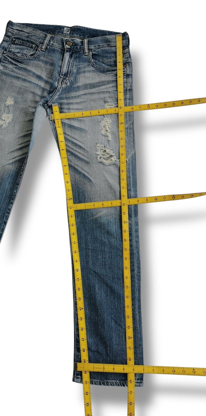 Japanese Brand THREE DOTS TURQUOISE JAPAN DISTRESSED JEANS Size US 30 / EU 46 - 9 Thumbnail