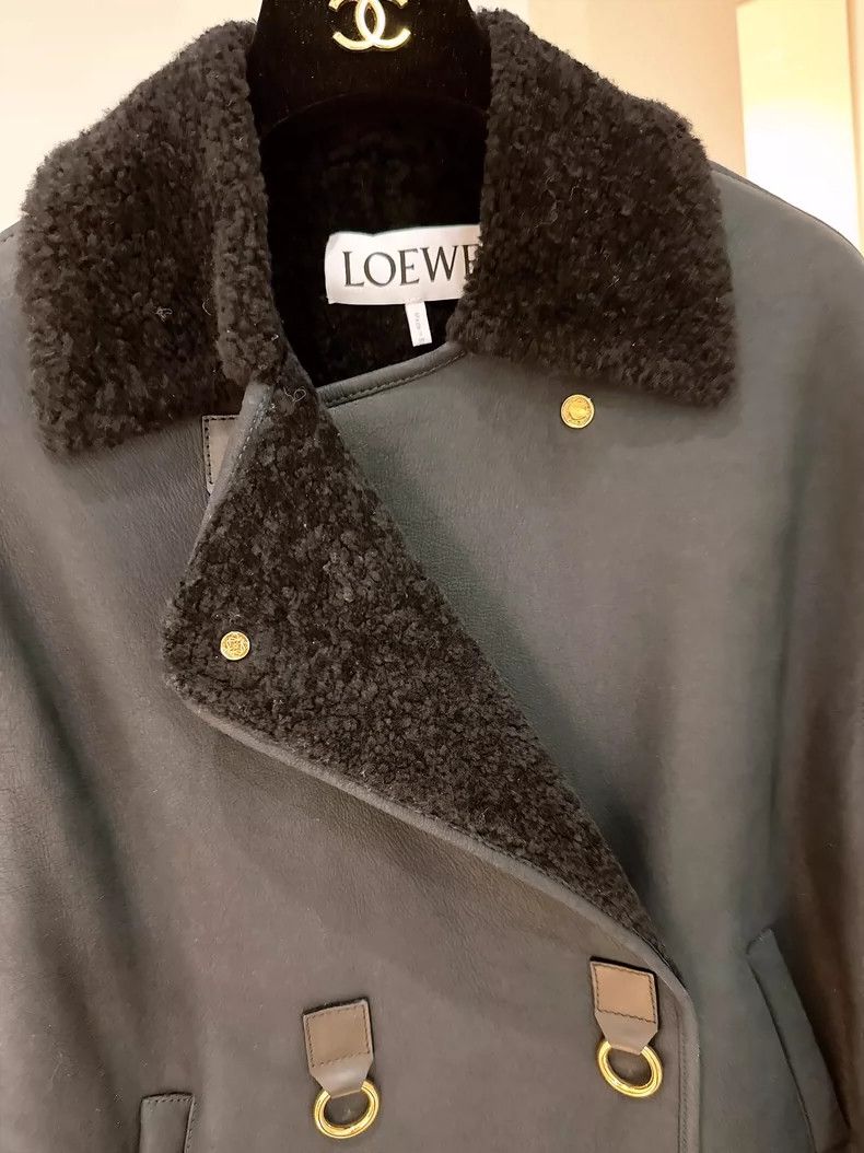 Loewe LOEWE Black lamb fur coat with turned-down collar Size S / US 4 / IT 40 - 6 Thumbnail