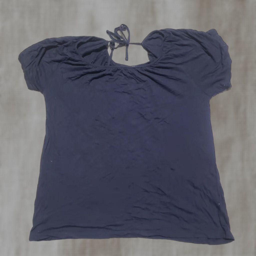 Old Navy VINTAGE Old Navy Women's Shirt Short Sleeve Casual Size M Black Rayon Ruffle 2010s Size M / US 6-8 / IT 42-44 - 1 Thumbnail