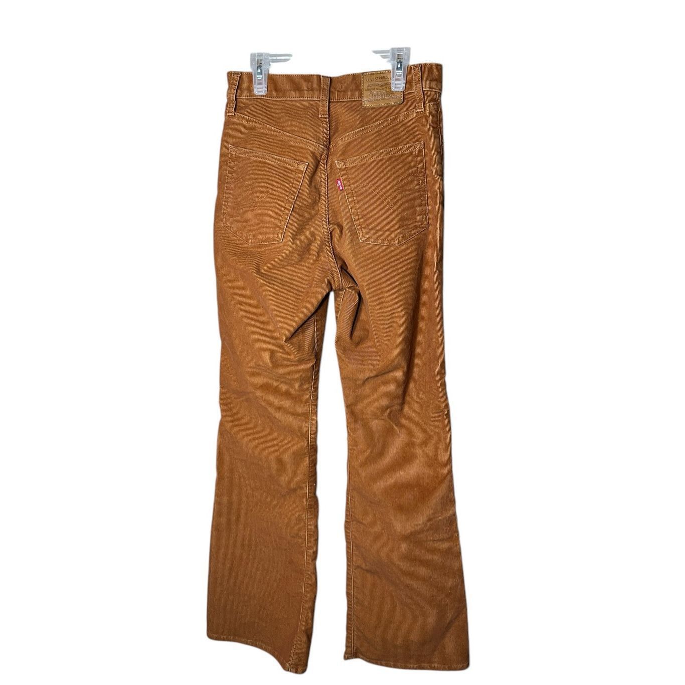 Levi's Levis Ribcage Flare Button Fly Brown Corduroy Pants Boho 70s Size 26" / US 2 / IT 38 - 6 Thumbnail