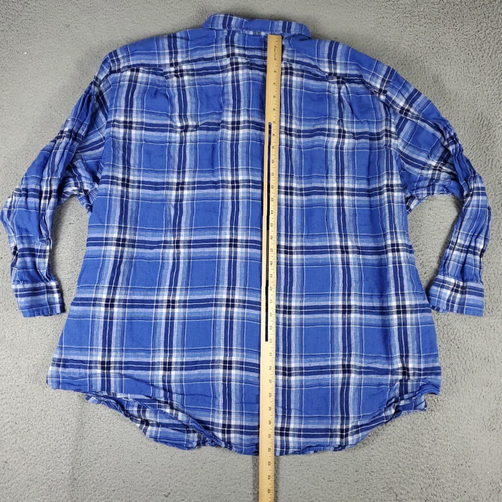 Ralph Lauren Ralph Lauren Shirt Mens Big 4X Blue Plaid Linen Button-Up Long Sleeve Col​lar Shirt Size US XXL / EU 58 / 5 - 3 Thumbnail