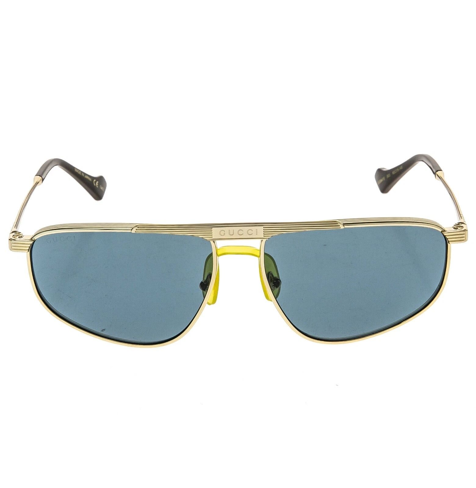 Gucci GUCCI GG0841S 0841 Retro Gold Blue Metal Logo Sunglasses 003 Size ONE SIZE - 10 Thumbnail