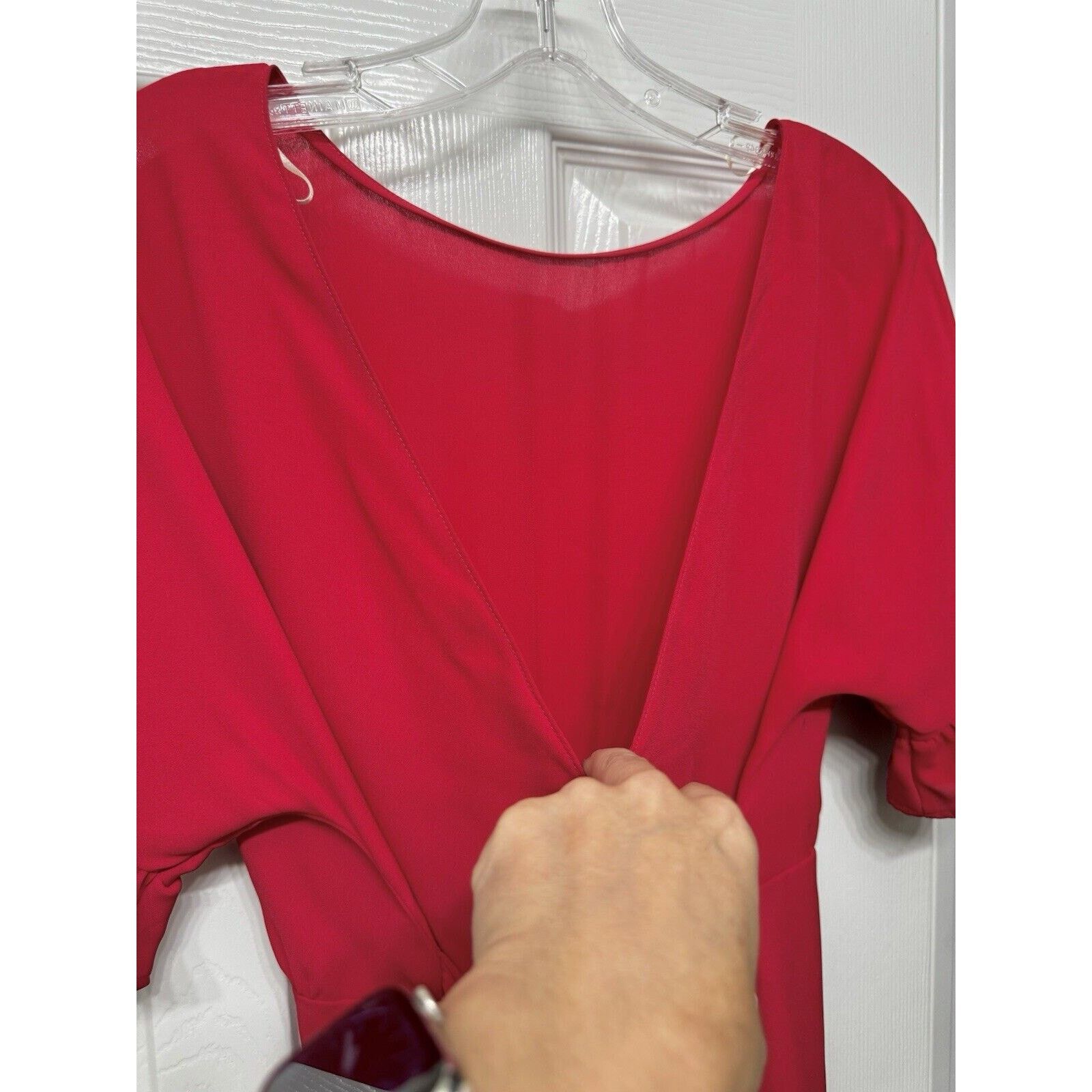 Other New York & Company Bright Red Tie-Back Blouse, Deep V-Back S Size S / US 4 / IT 40 - 4 Thumbnail