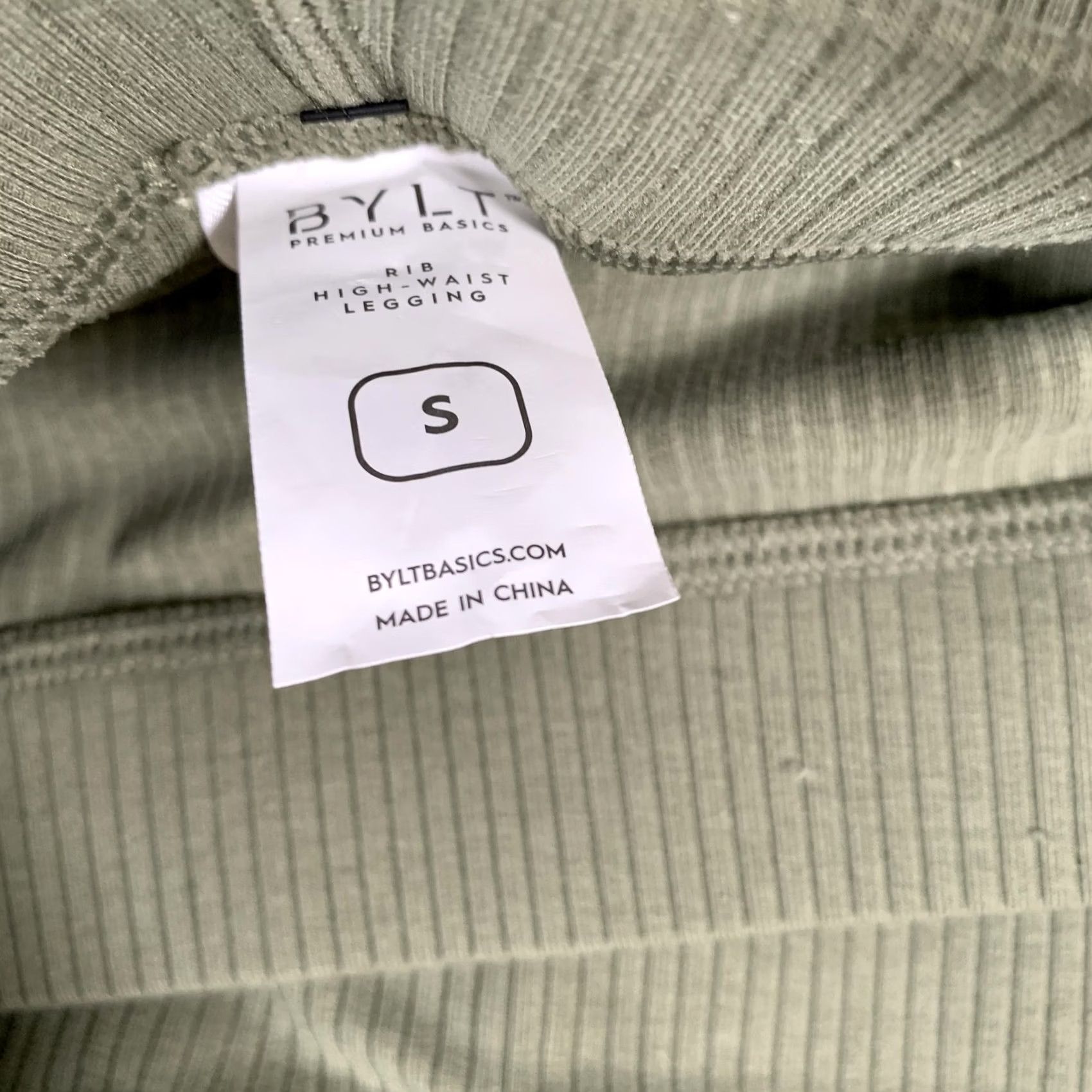 Olive BYLT Womens Small Olive Green Rib High-Waist Legging Pants Yoga Activewear Size 28" / US 6 / IT 42 - 6 Thumbnail