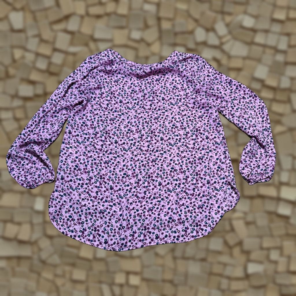 Vintage NorthCrest Blouse Women Medium Purple Blue Floral Long Sleeve V-neck Casual Womens Size M / US 6-8 / IT 42-44 - 1 Thumbnail