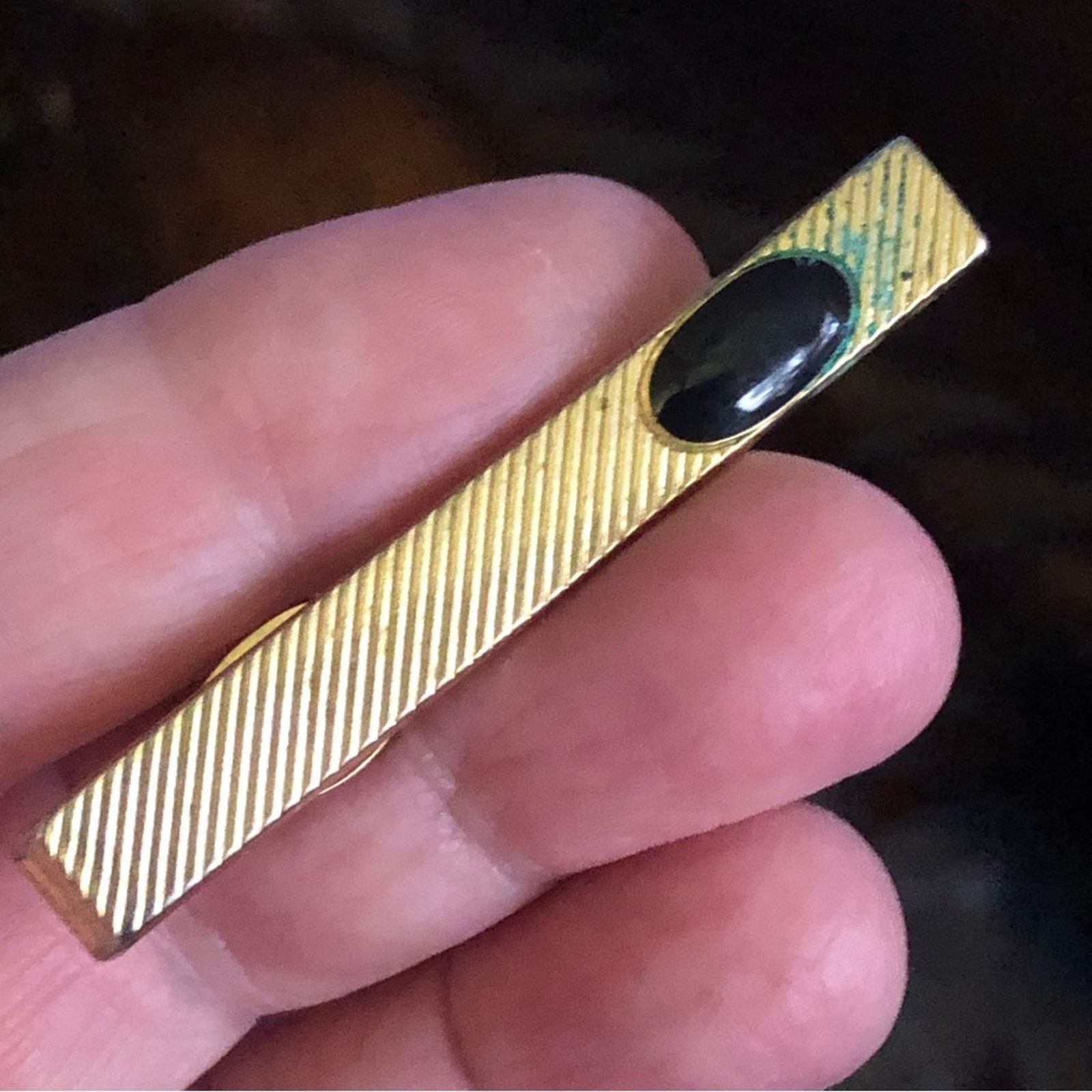 Vintage Vintage men’s gold tone simulated onyx tie bar Size ONE SIZE - 1 Thumbnail