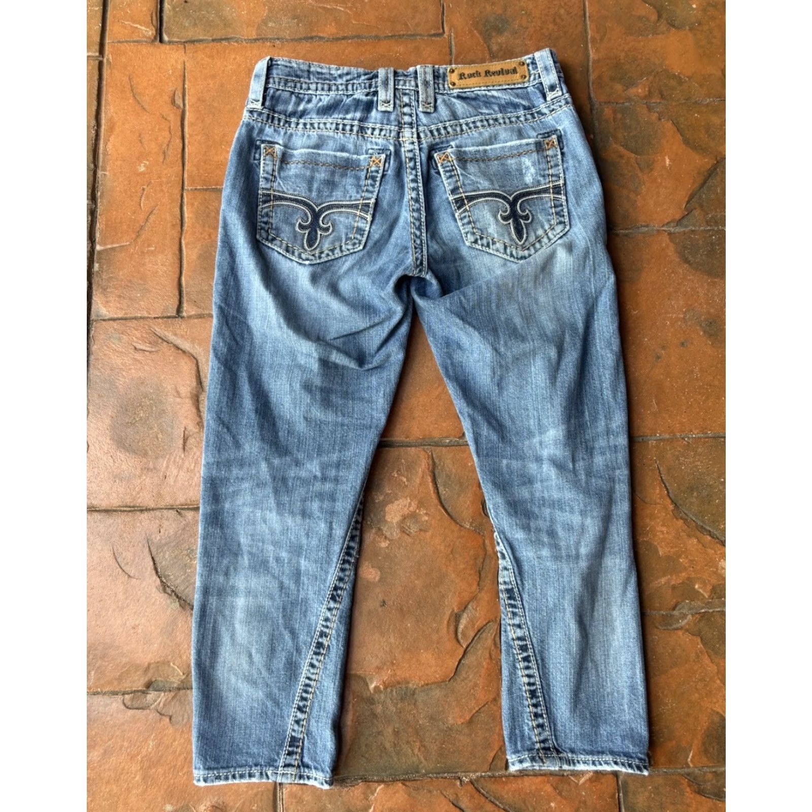 Vintage VINTAGE? (No) Rock Revival Lydia Slim Boyfriend Jeans Women’s 27x24 Distressed Blue Cotton Rock Distressed Jeans Womens 27 Rock Theme 90s? Not needed. Size 27" / US 4 / IT 40 - 3 Thumbnail