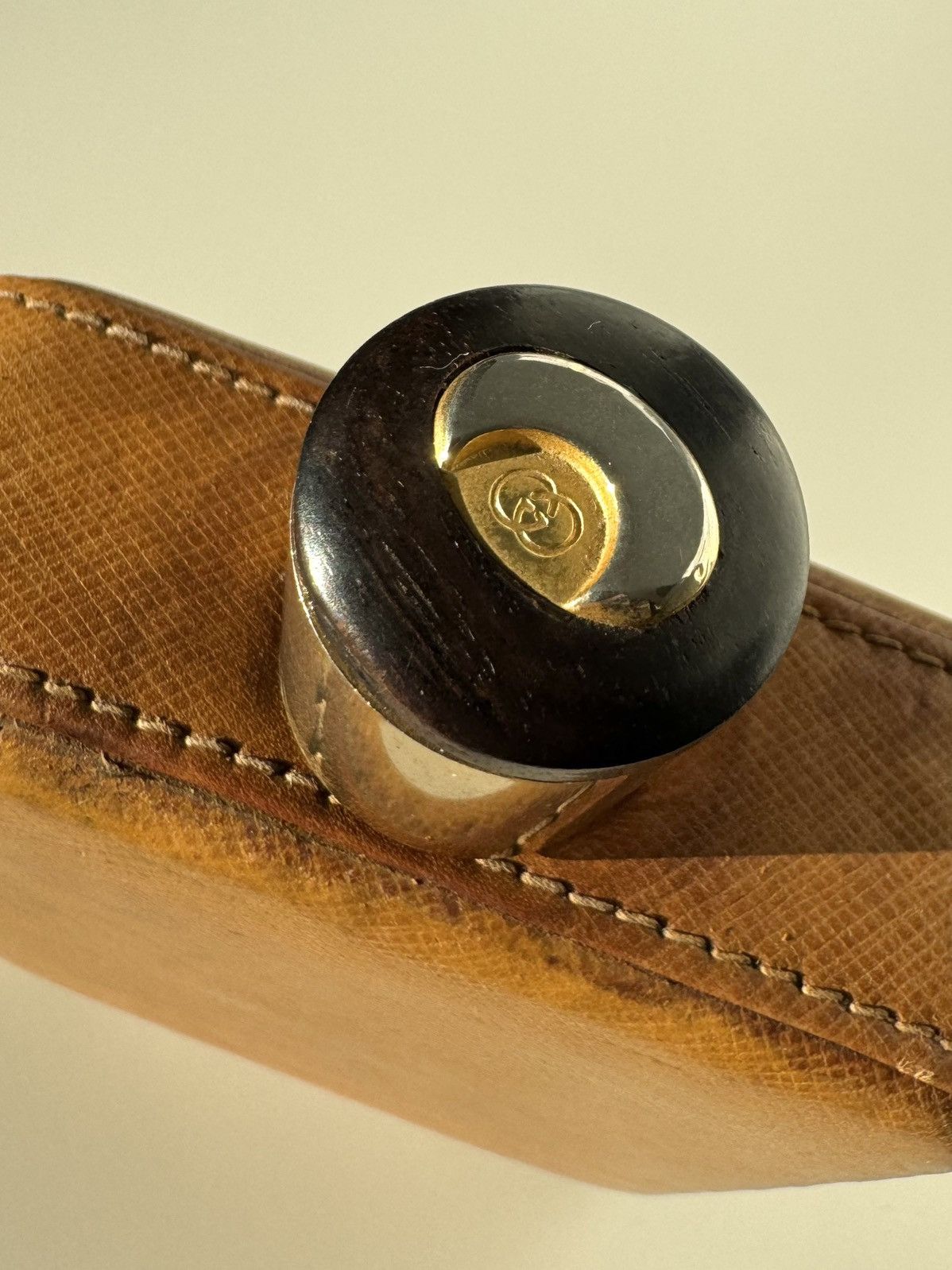 ★0% TAX★ 1980S GUCCI BAR LIQUOR LEATHER FLASK WITH BAKELITE