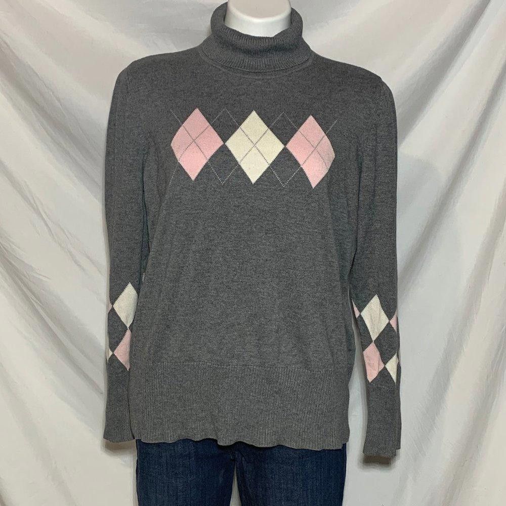 Designer Lane Bryant Argyle Turtleneck Sweater, Plus Size 14/16W Size XL / US 12-14 / IT 48-50 - 1 Thumbnail