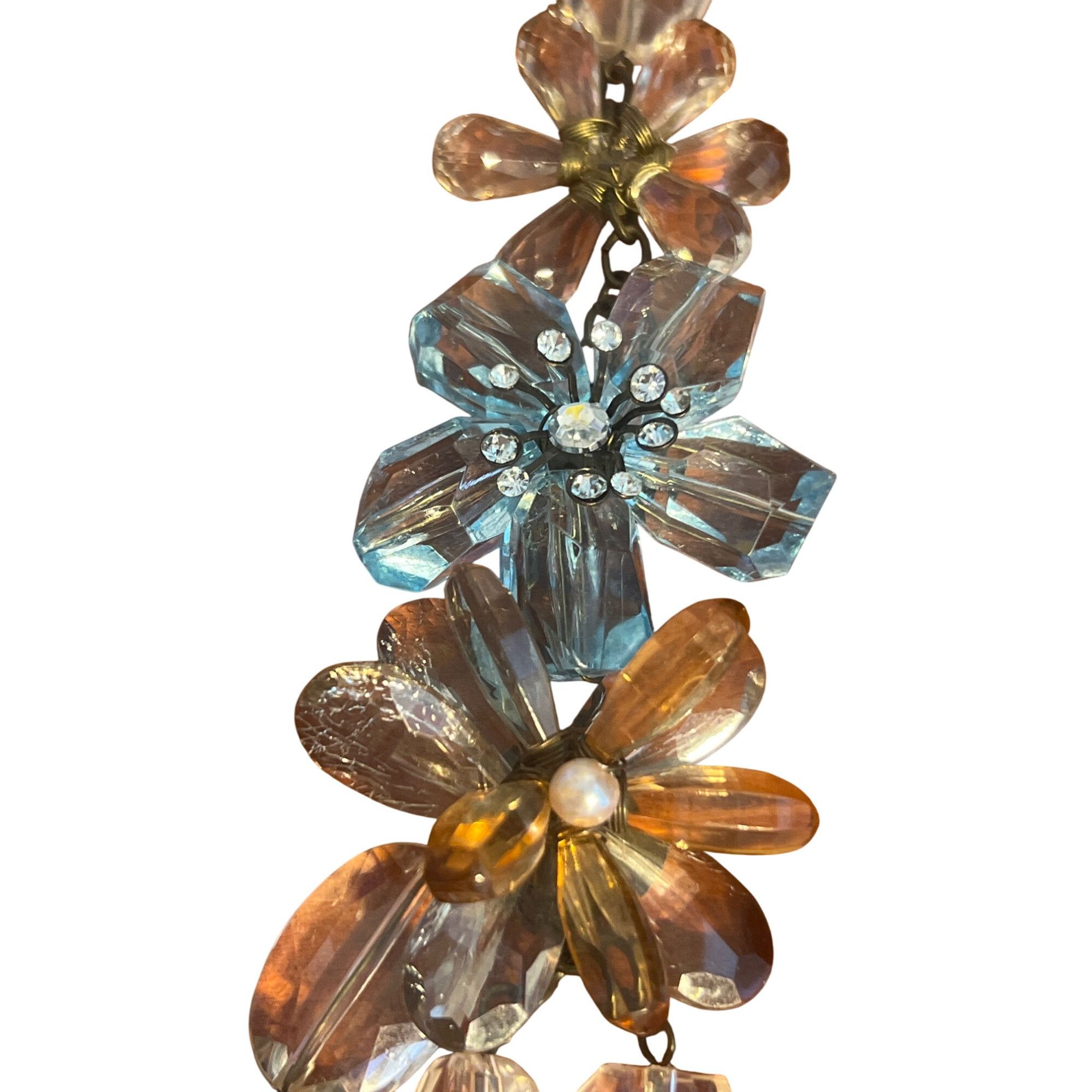 Other Vintage Clear & Blue Acrylic Beaded Necklace Flower Accents Size ONE SIZE - 3 Thumbnail