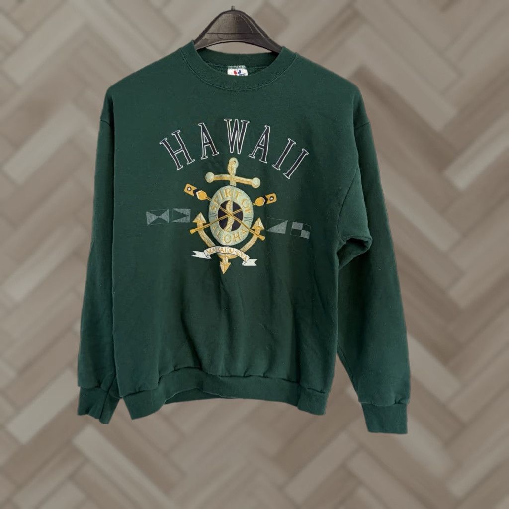Vintage VINTAGE Crazy Shirts Sweatshirt Logo Center 90s Crewneck XL Men Green Large, 90s Theme, Fleece Cotton, Pullover, Regular Fit, Long Sleeve Size US XL / EU 56 / 4 - 1 Thumbnail