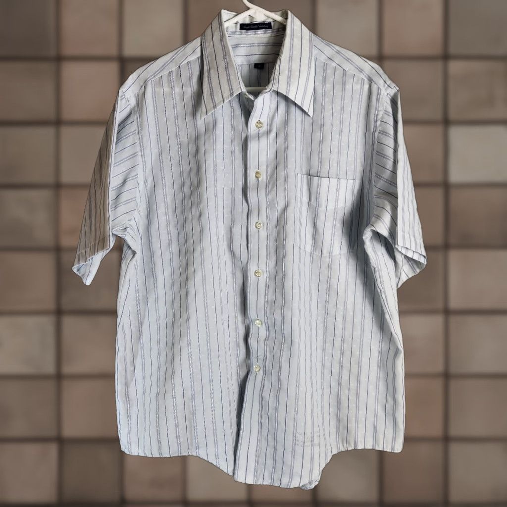 Needles VINTAGE Mens 80s Single Needle Tailoring Pinstripe SS Point Collar Shirt-Size L Size US XL / EU 56 / 4 - 1 Thumbnail