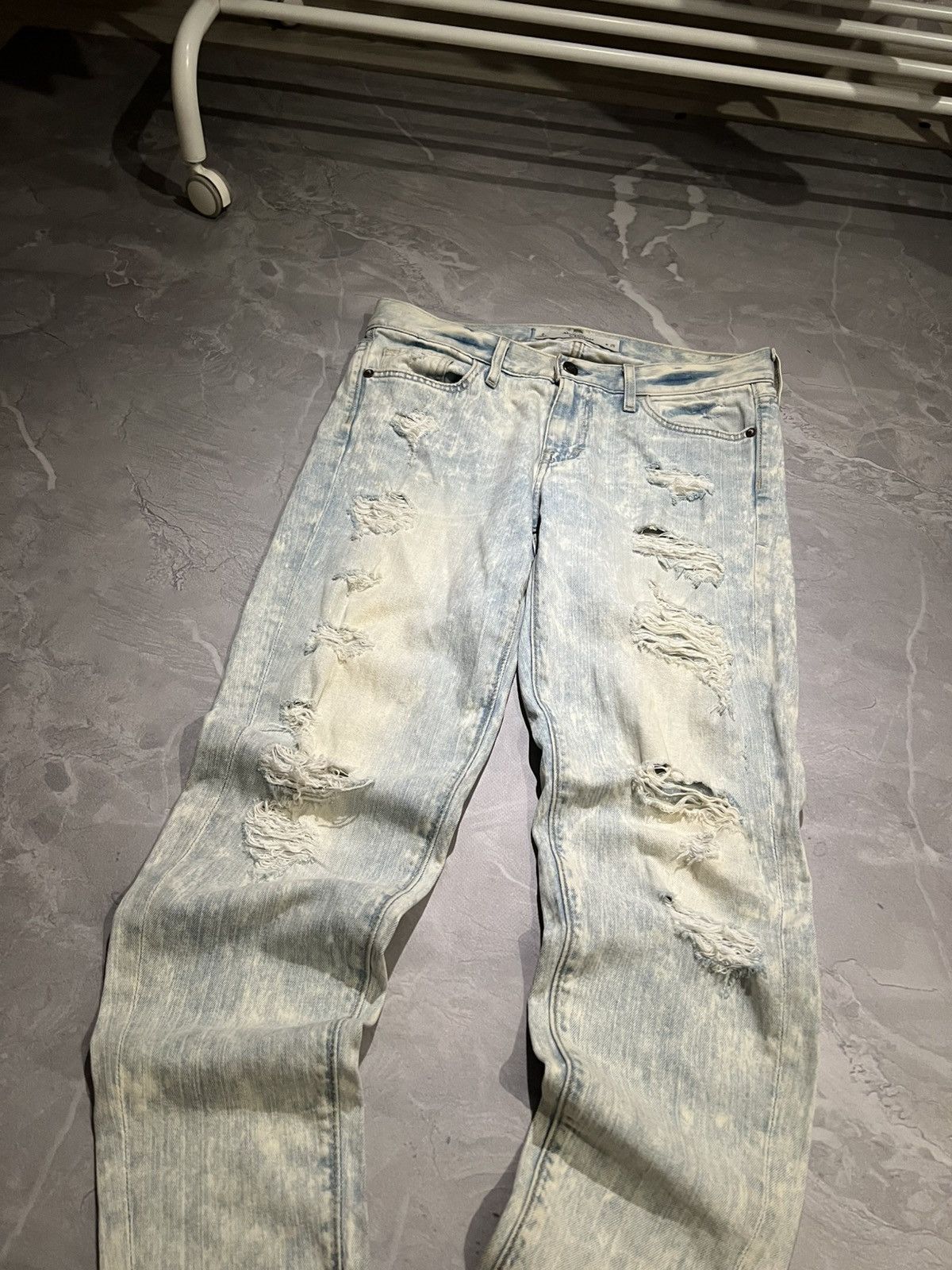 Japanese Brand Destroyed Weathered Slim Fit / Avan Garde Number Nine Style Size US 32 / EU 48 - 2 Thumbnail