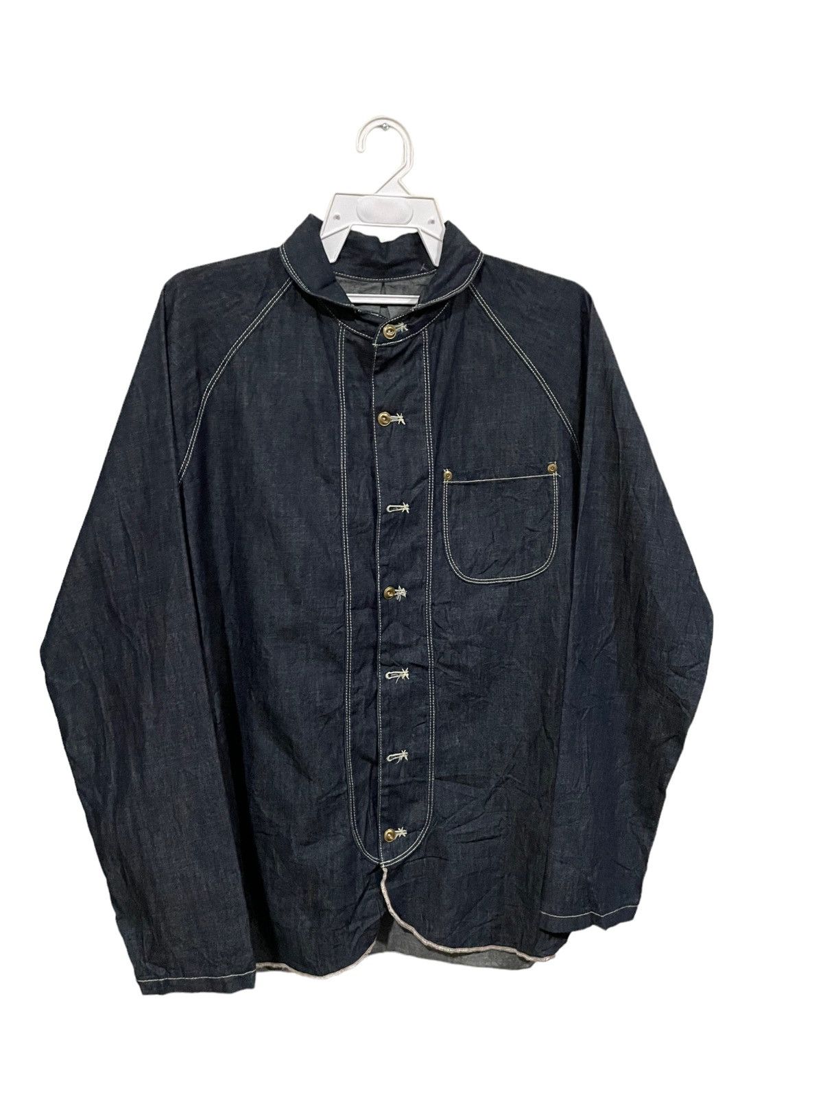 Japanese Brand Japan Made Chairmade Denim Military Shawl Collar Shirts Size US L / EU 52-54 / 3 - 2 Thumbnail