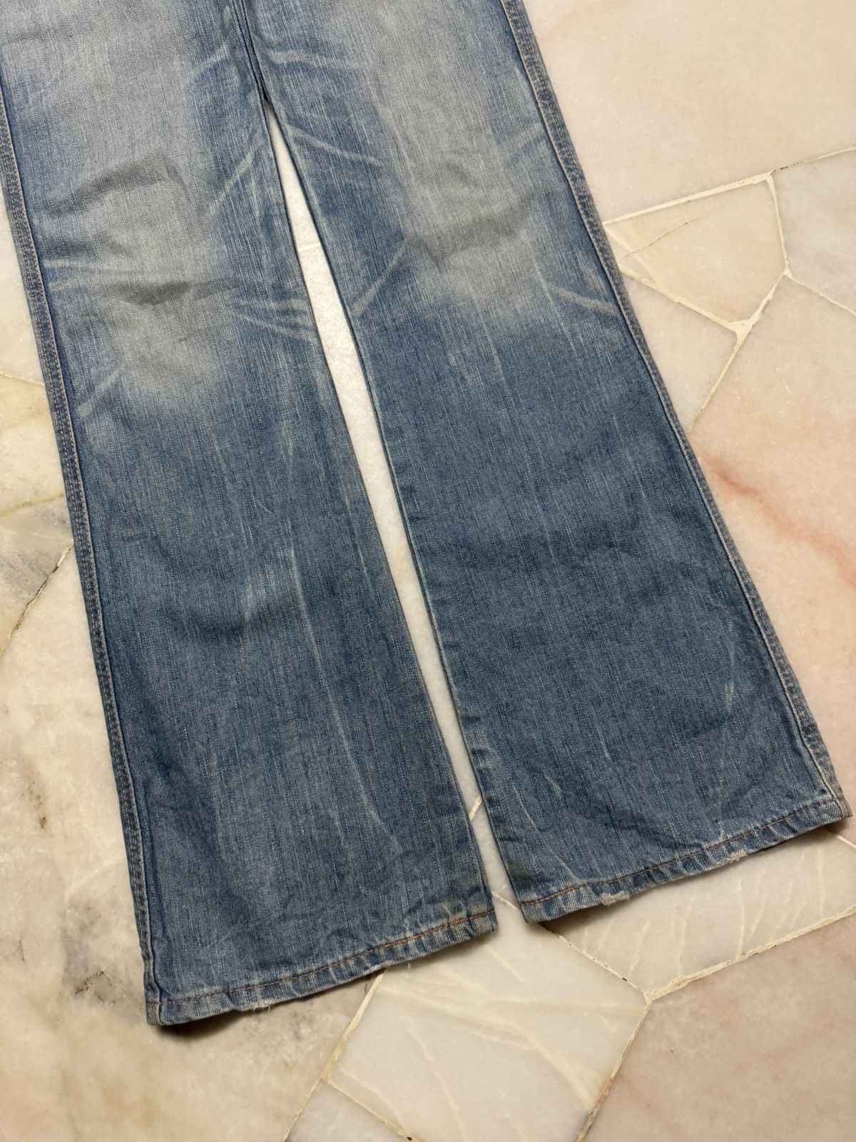 Edwin ⚡️FLARED⚡️VINTAGE EDWIN BLUE TRIP 503 RARE HONEYCOMB MUDPUNK Size US 29 - 7 Thumbnail