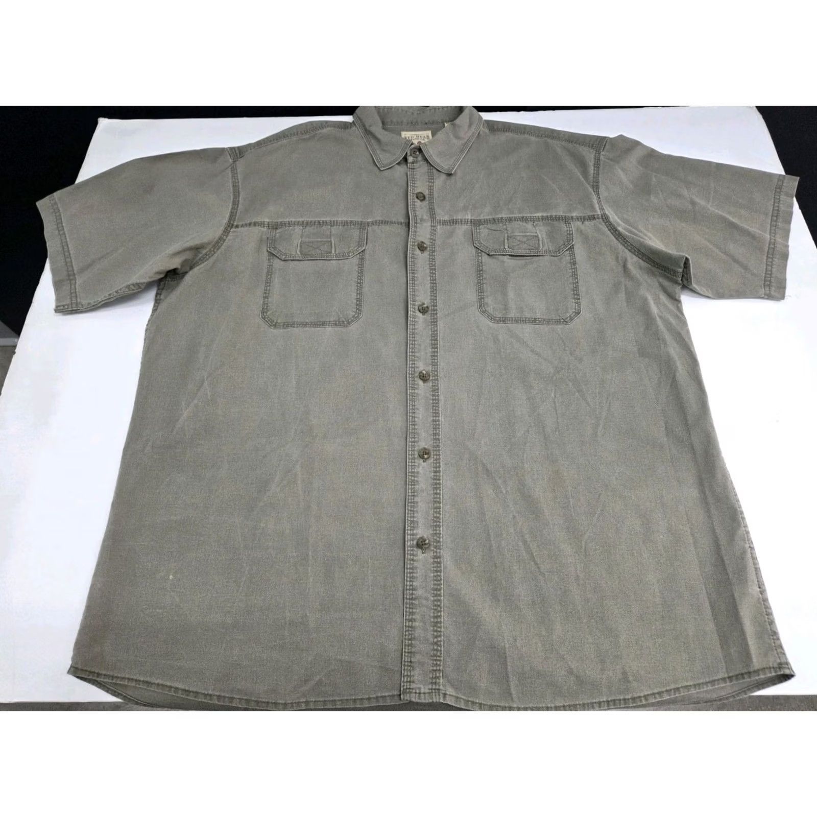 Vintage Redhead Mens Short Sleeve Button-Up Shirt Green XL Cotton Solid 8662 Size US XL / EU 56 / 4 - 2 Thumbnail