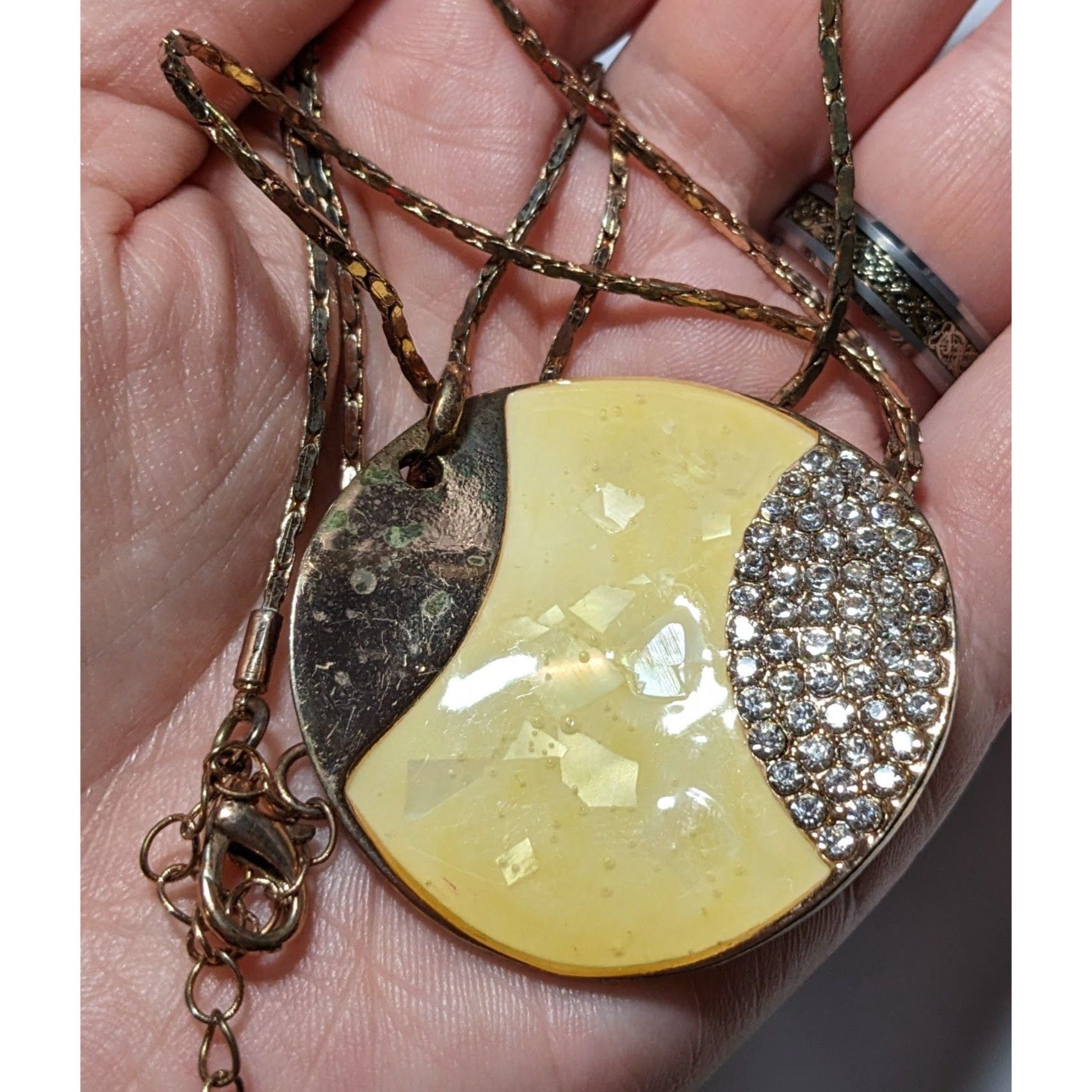 Other Gold And Yellow Enamel Rhinestone Pendant Necklace Size ONE SIZE - 5 Thumbnail