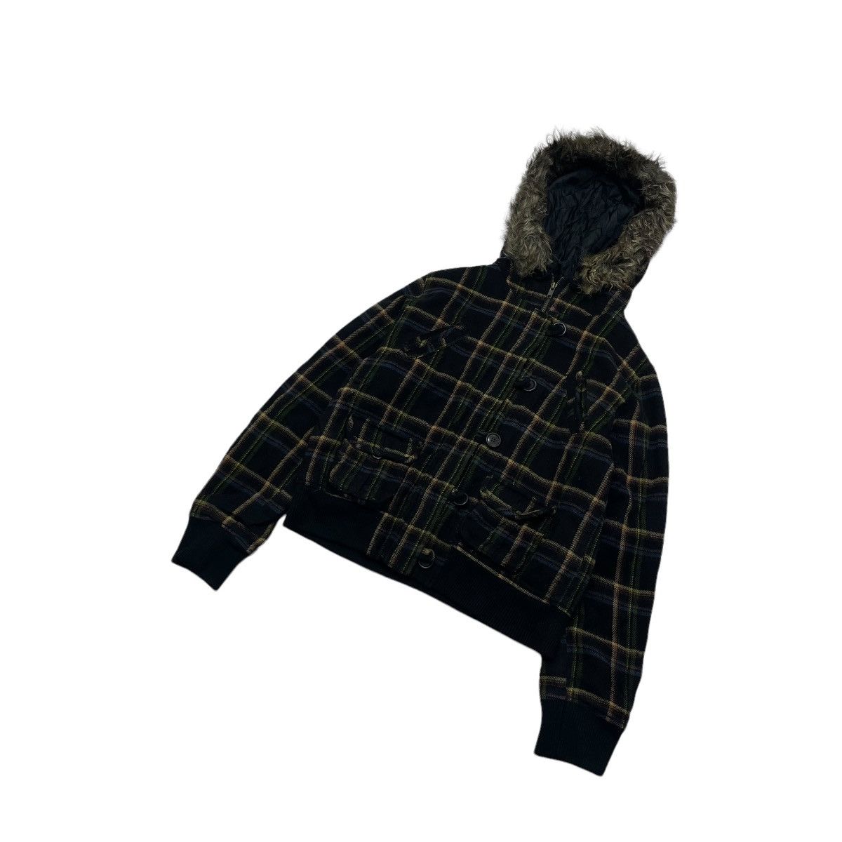 Hysteric Glamour Vintage Japanese Brand 90ans Tartan Faux Fur Hooded Jacket Size M / US 6-8 / IT 42-44 - 3 Thumbnail
