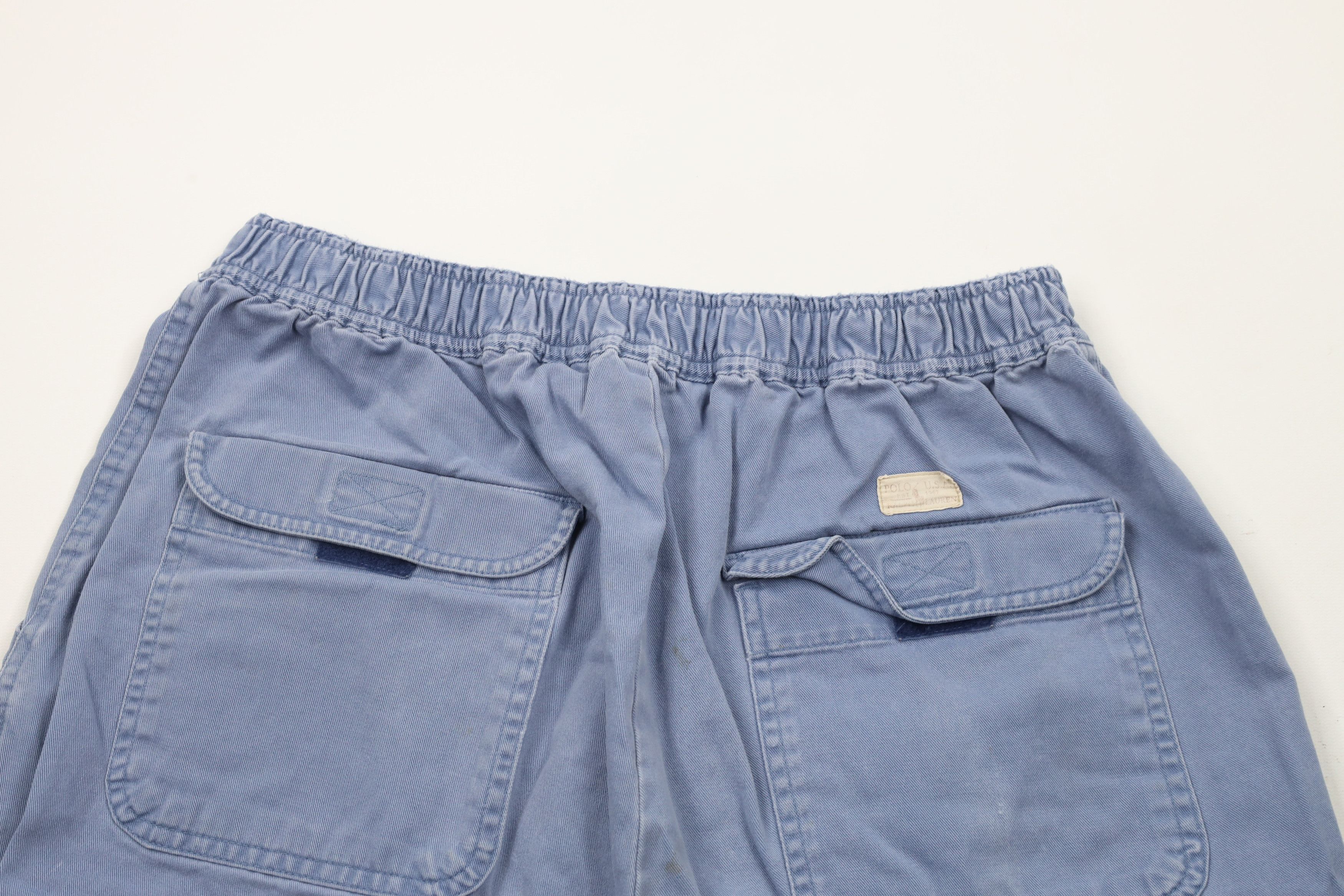 Ralph Lauren × Vintage Vintage 90s Ralph Lauren Out Above Knee Cargo Shorts Blue Size US 33 - 10 Thumbnail
