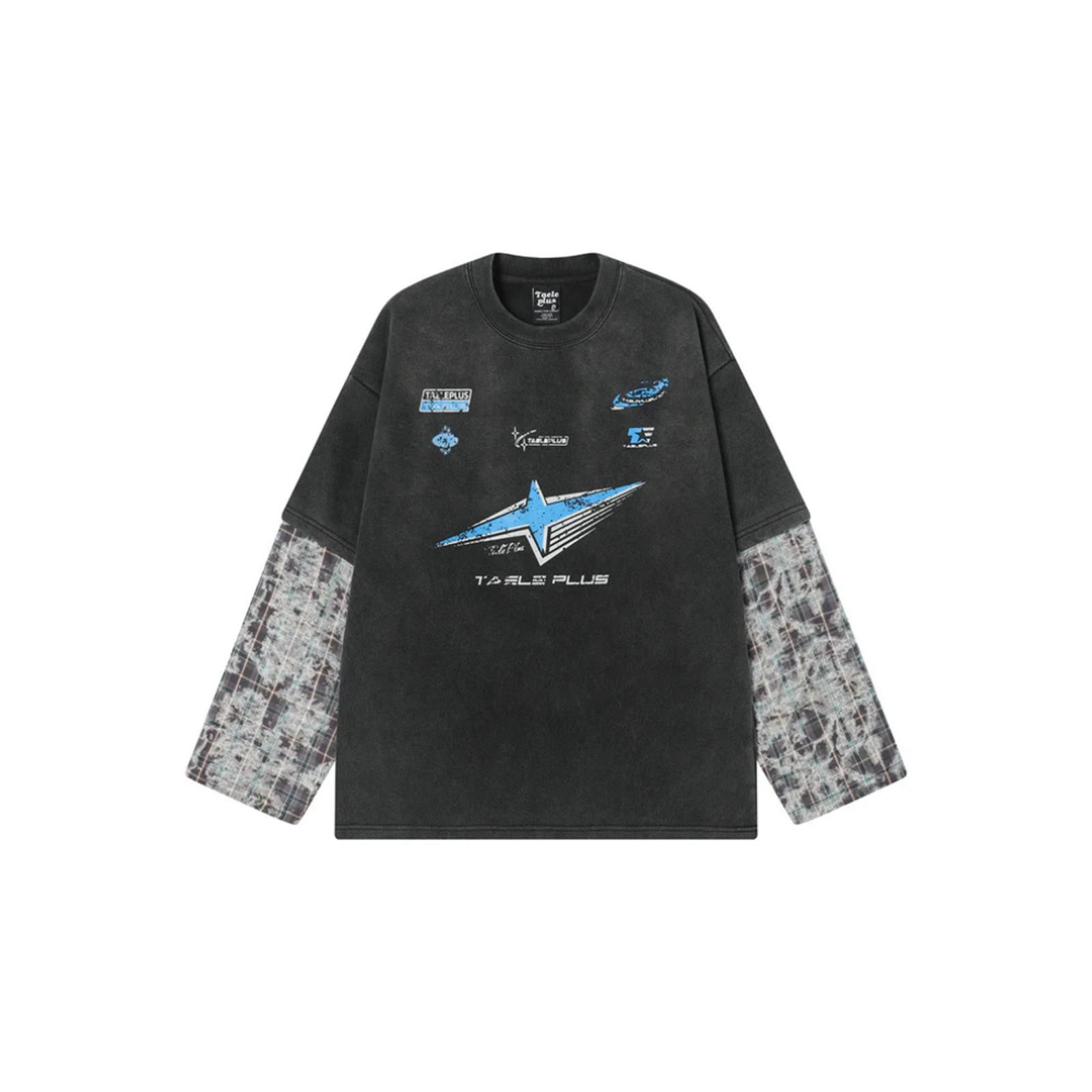 Japanese Brand Star Bleached Faux Two-Piece Racing Long Sleeve Tee Size US M / EU 48-50 / 2 - 1 Thumbnail