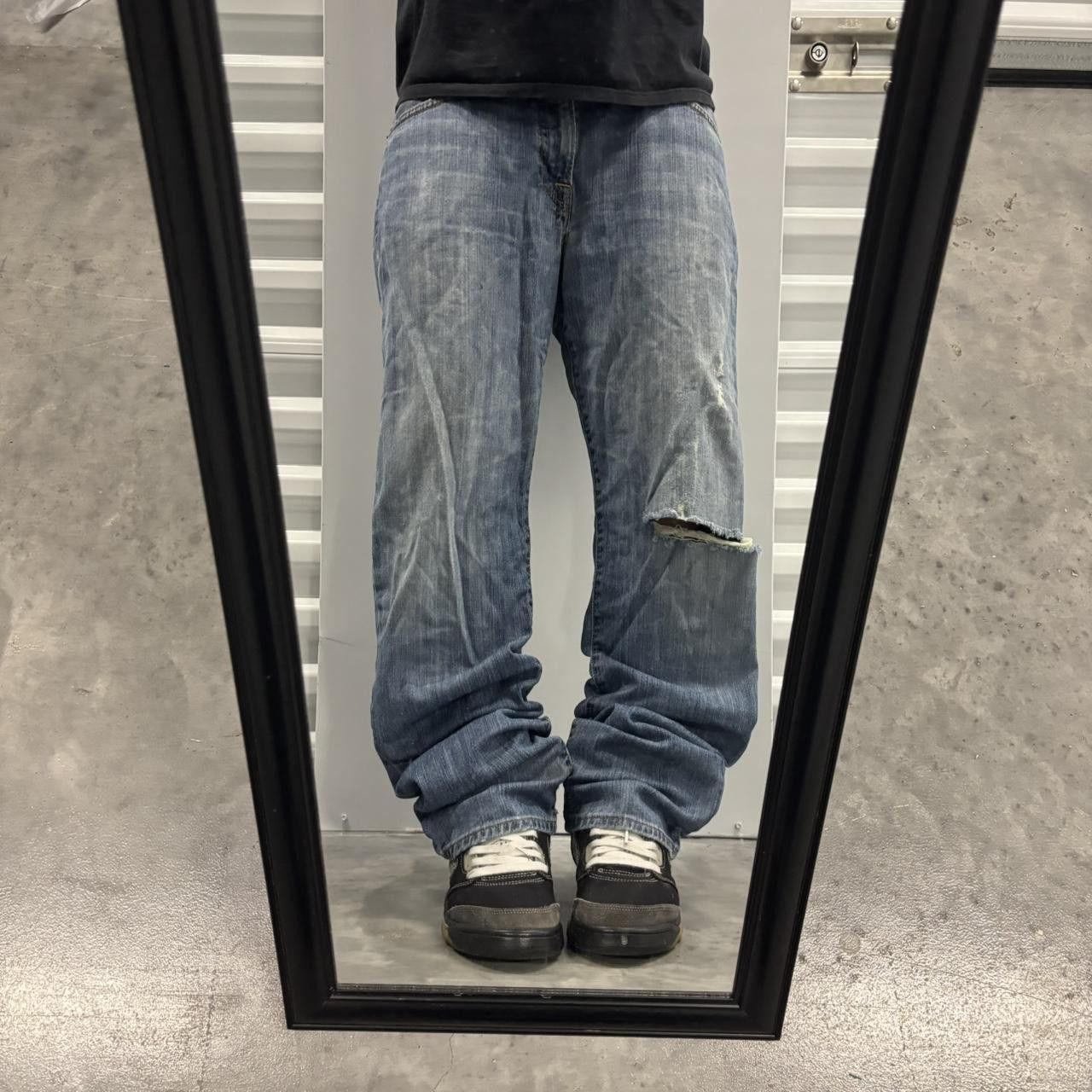 Japanese Brand × Vintage Crazy Vintage Y2K/2000s Grunge Faded Wash Distressed Denim Jeans! Size US 32 / EU 48 - 1 Thumbnail
