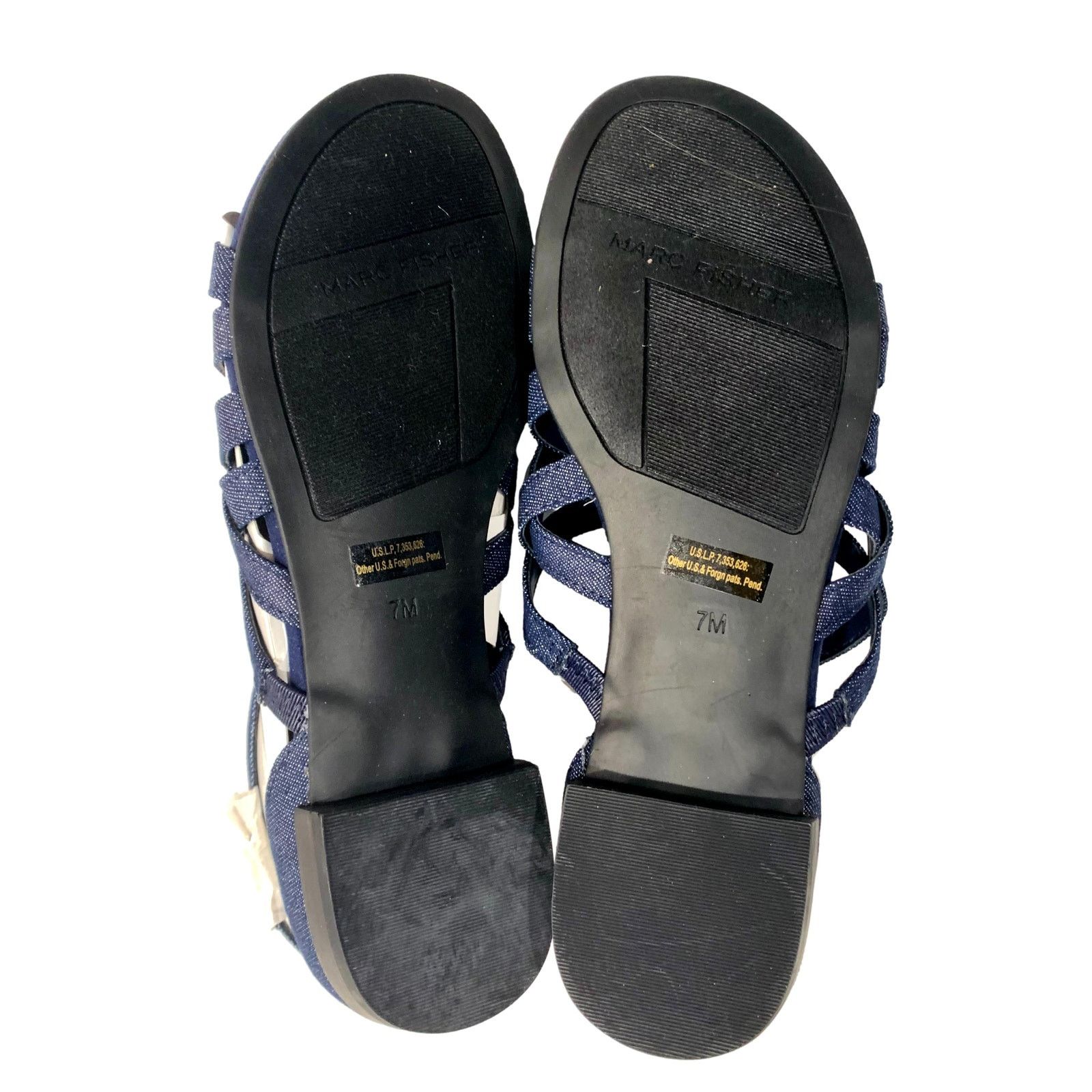 Marc Fisher NEW Marc Fisher Cross Weave Blue Glitter Flat Sandals | 7M Size US 7 / IT 37 - 6 Thumbnail