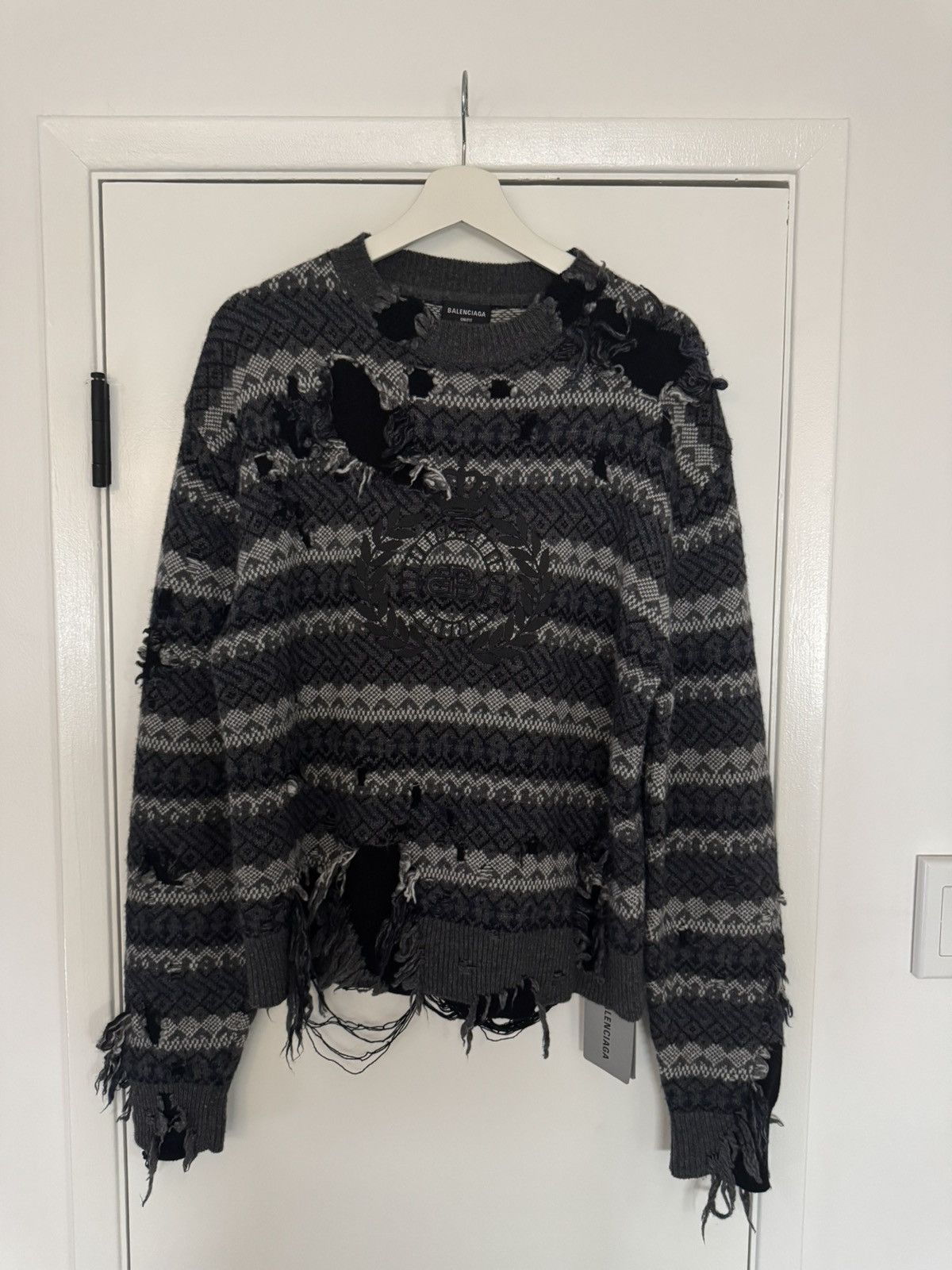 AW2021 Balenciaga 'Fair Isle' Distressed Knit Sweater