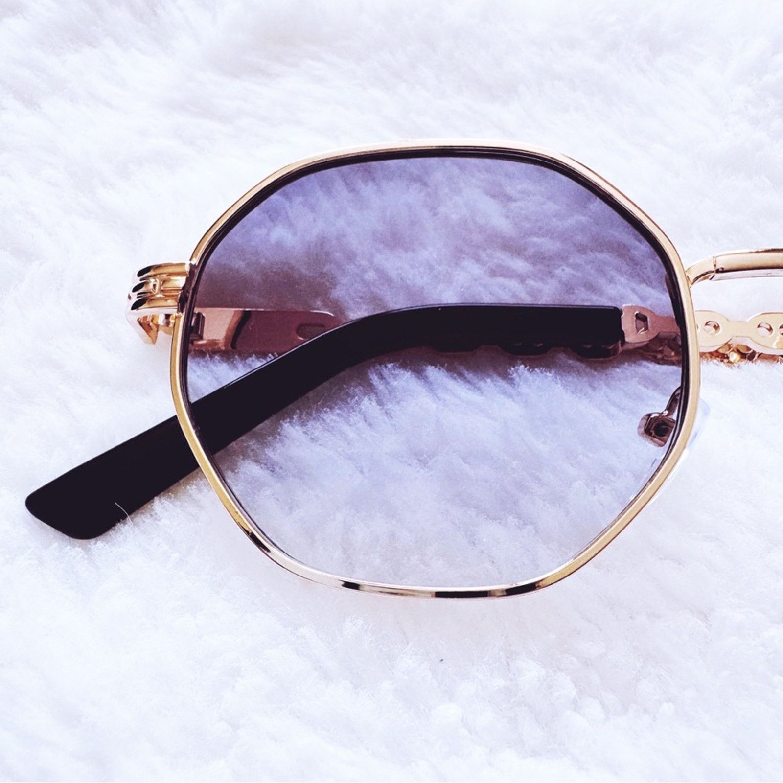 Other Phoebe Blue & Clear Geometric Sunglasses Size ONE SIZE - 4 Thumbnail