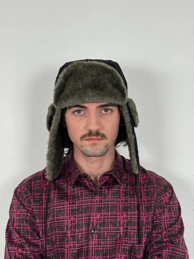 agnes b. 2000s Agnès B Black Fur Lined Chapka Hat Size ONE SIZE - 2 Thumbnail