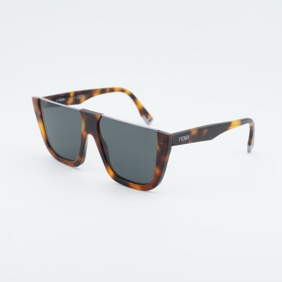 Fendi Fendi FE40136I 53A Sunglasses Havana Shield Frame, Grey Lens Size ONE SIZE - 1 Thumbnail