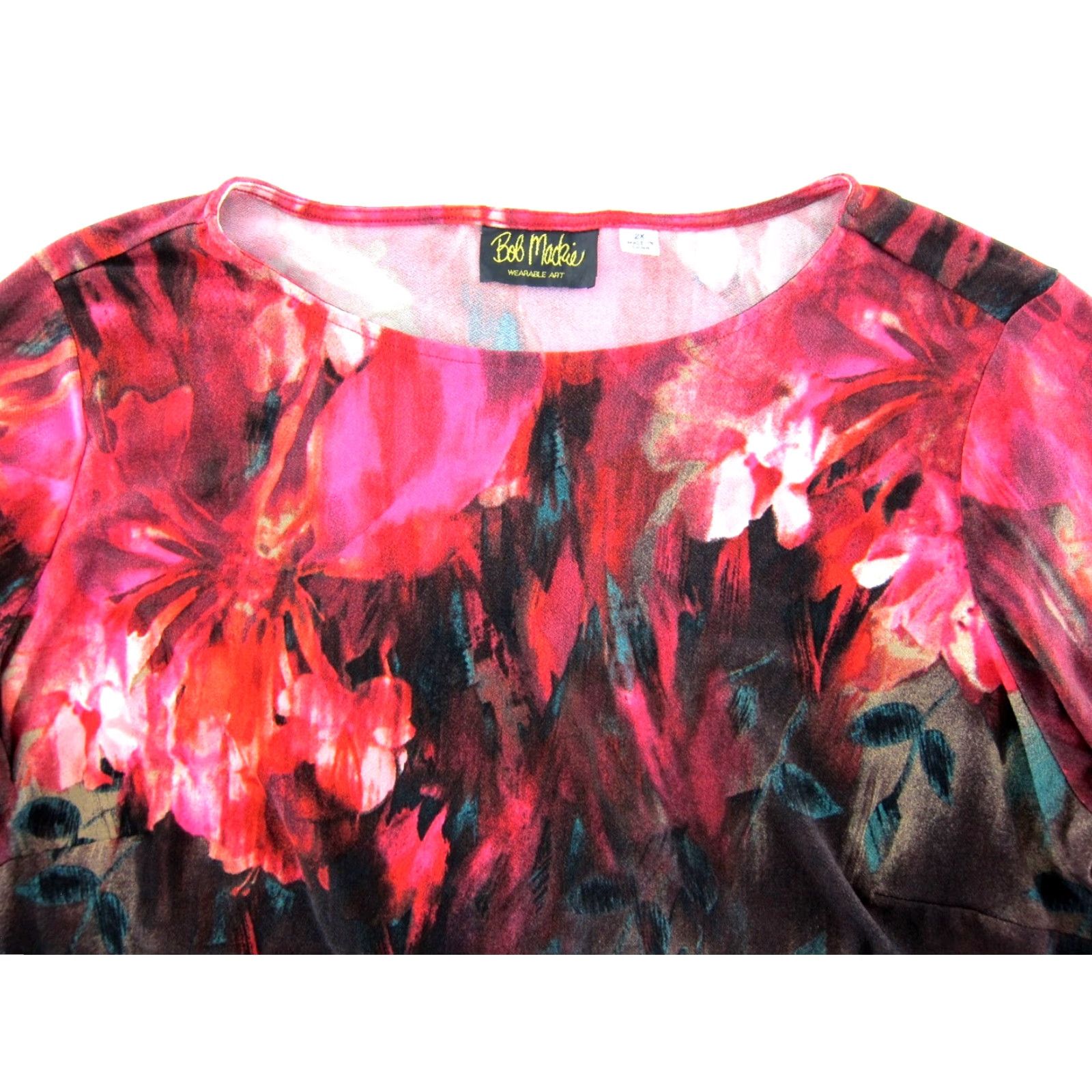 Bob Mackie Bob Mackie Blouse Pink Floral Long Sleeve Women 2X Size XXL / US 16-18 / IT 52-54 - 4 Thumbnail