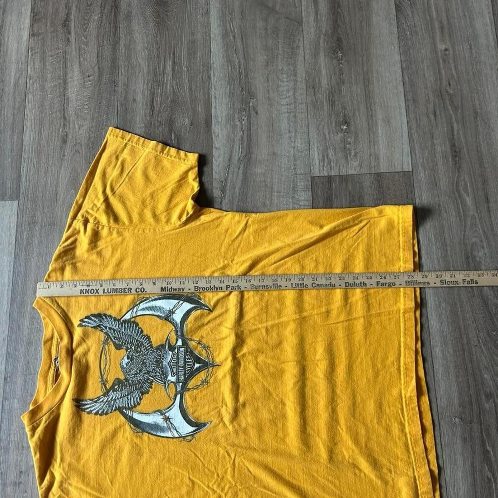 Harley Davidson Vintage y2k Harley Davidson yellow t-shirt with eagle design Size US L / EU 52-54 / 3 - 7 Thumbnail