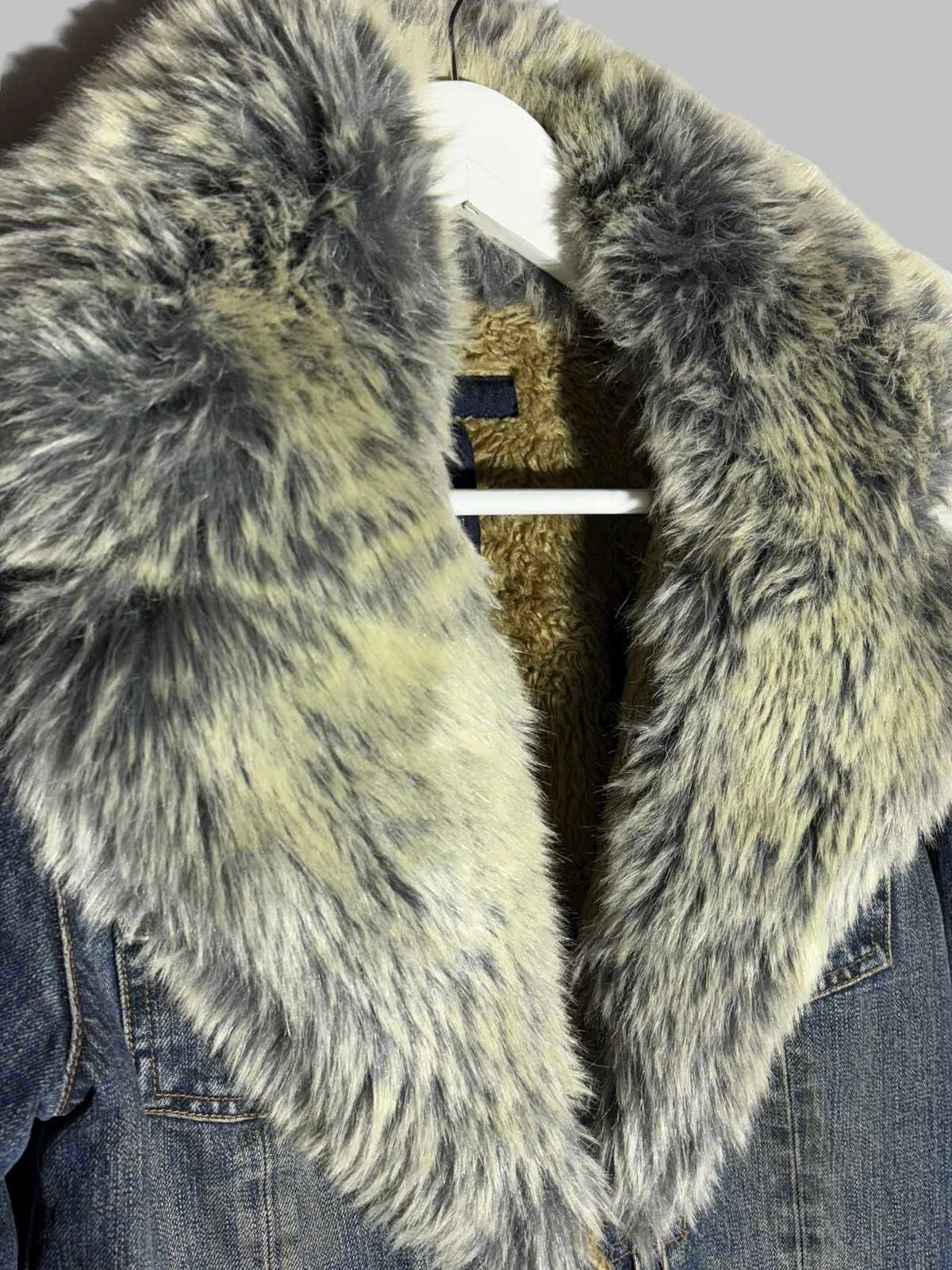 Gap 🔥 Y2K FAUX FUR GAP DENIM JACKET VINTAGE COAT Size S / US 4 / IT 40 - 4 Thumbnail