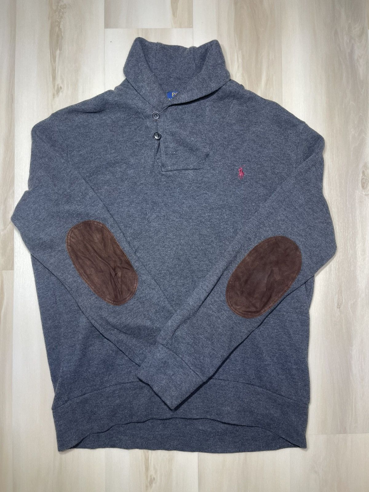 Polo Ralph Lauren Polo Ralph Lauren Men’s Sz L Gray Elbow Patch Shawl Collar Size US L / EU 52-54 / 3 - 1 Thumbnail