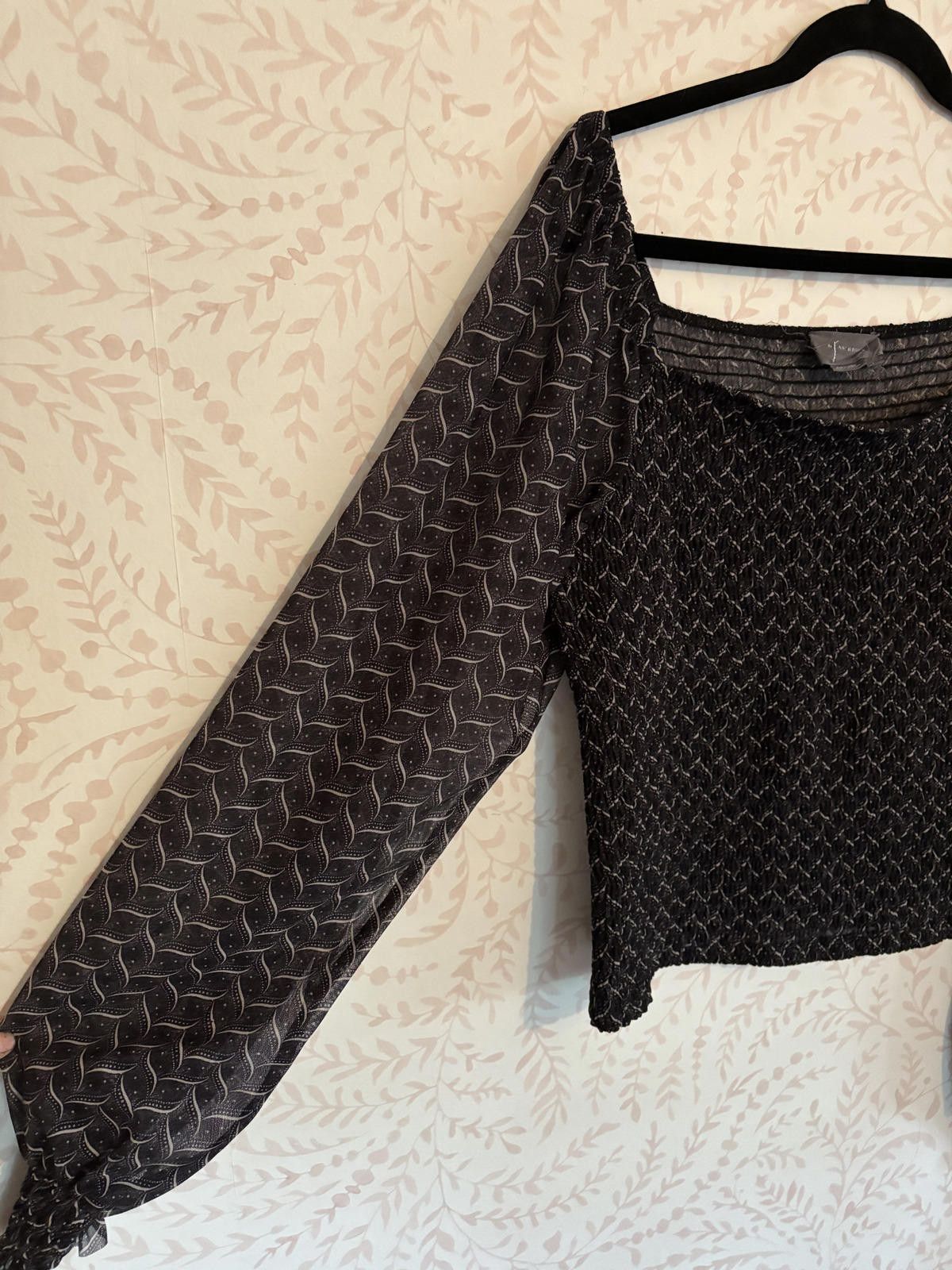 Designer Sheer Sleeve Patterned Blouse by Anthropologie Size L / US 10 / IT 46 - 4 Thumbnail