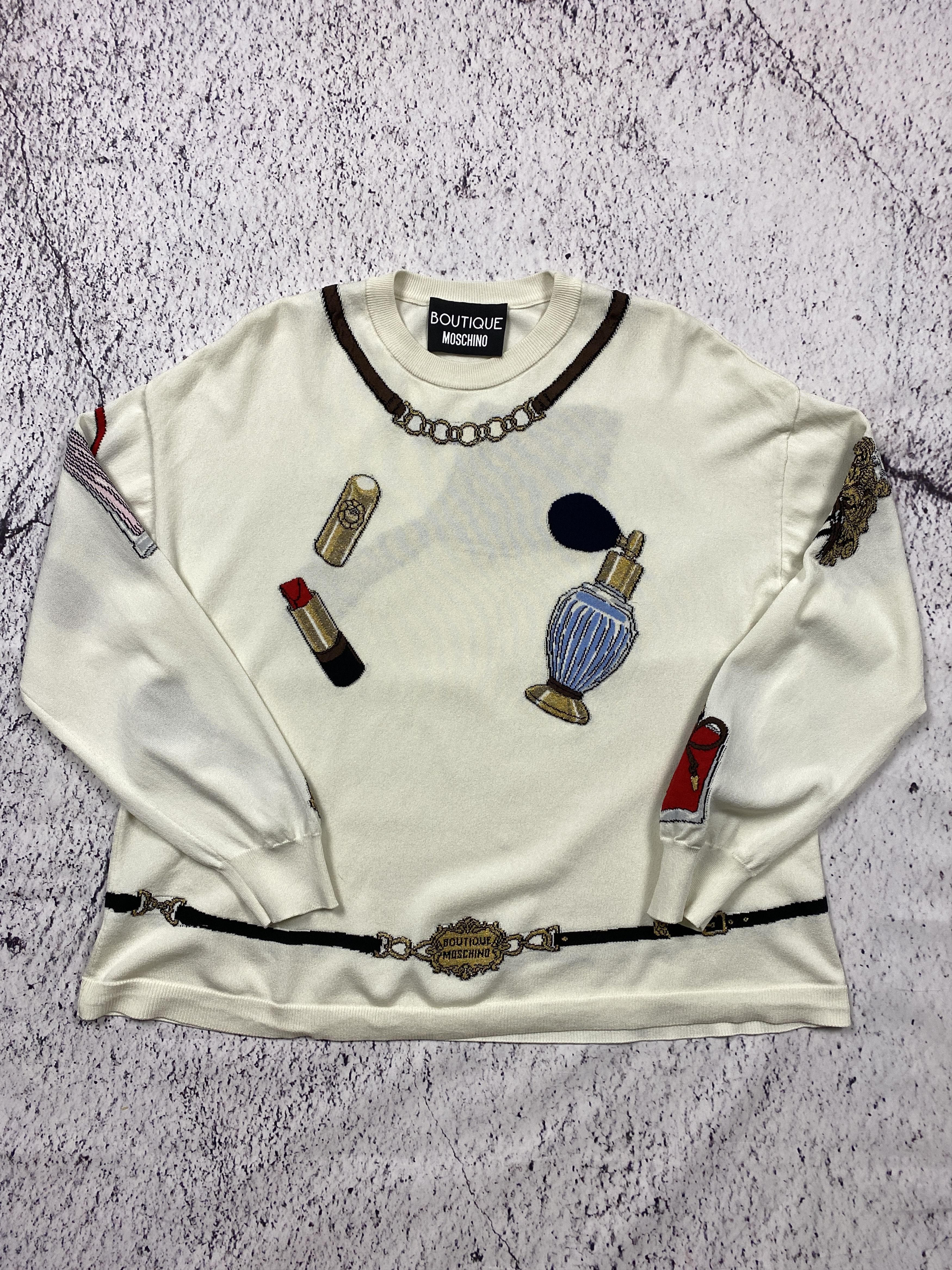 image of Boutique Moschino Send Offer Moschino Beige Graphic Sweatshirt It42, Women's (Size Medium)