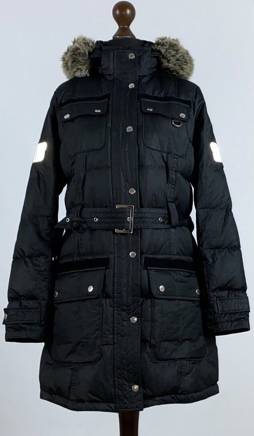 image of Barbour Artic Down Parka Women's Coat Jacket Us 12 in Black (Size XL)